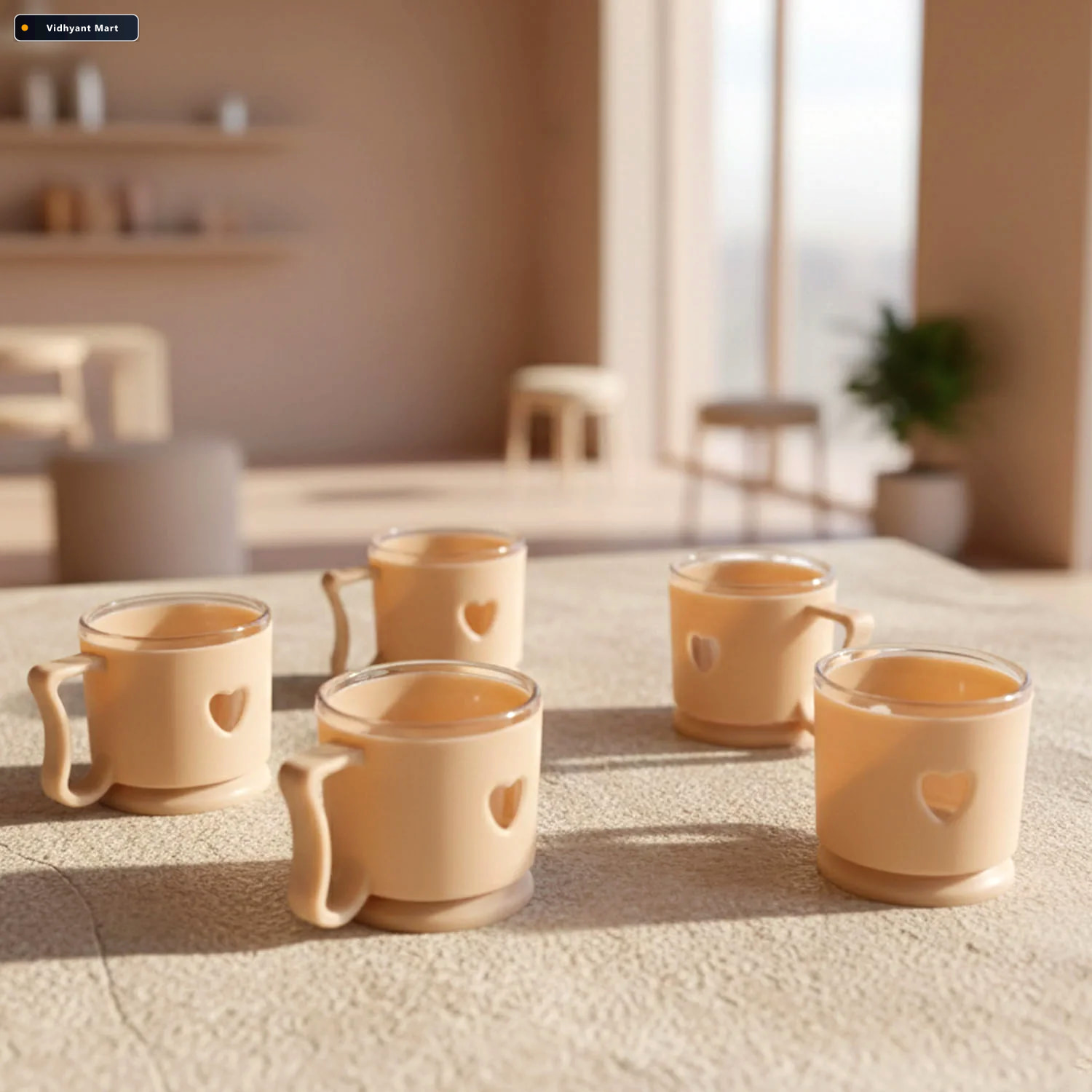 Vidhyant Mart Mini Tea Coffee Mug Set Elegant Heart Design 100ml 2
