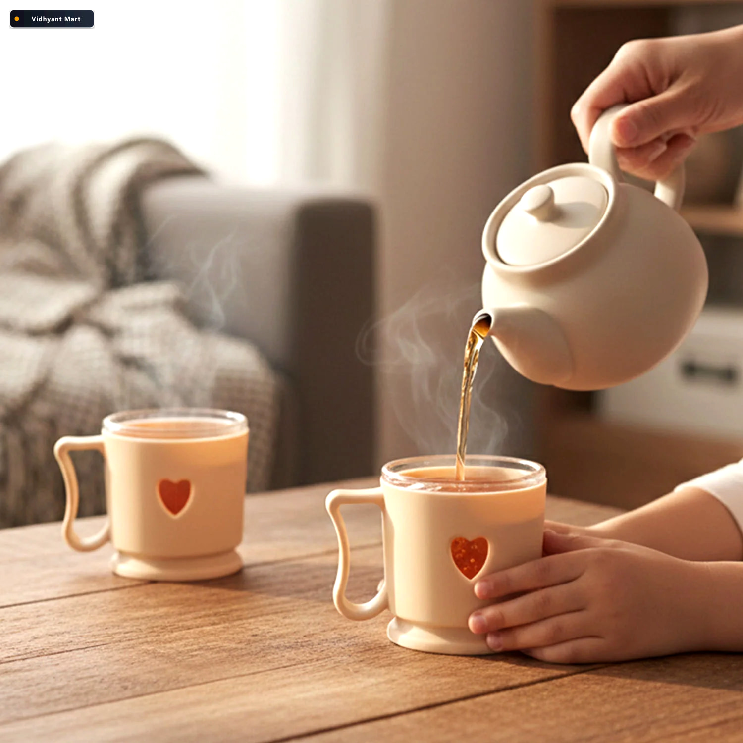 Vidhyant Mart Mini Tea Coffee Mug Set Elegant Heart Design 100ml 3