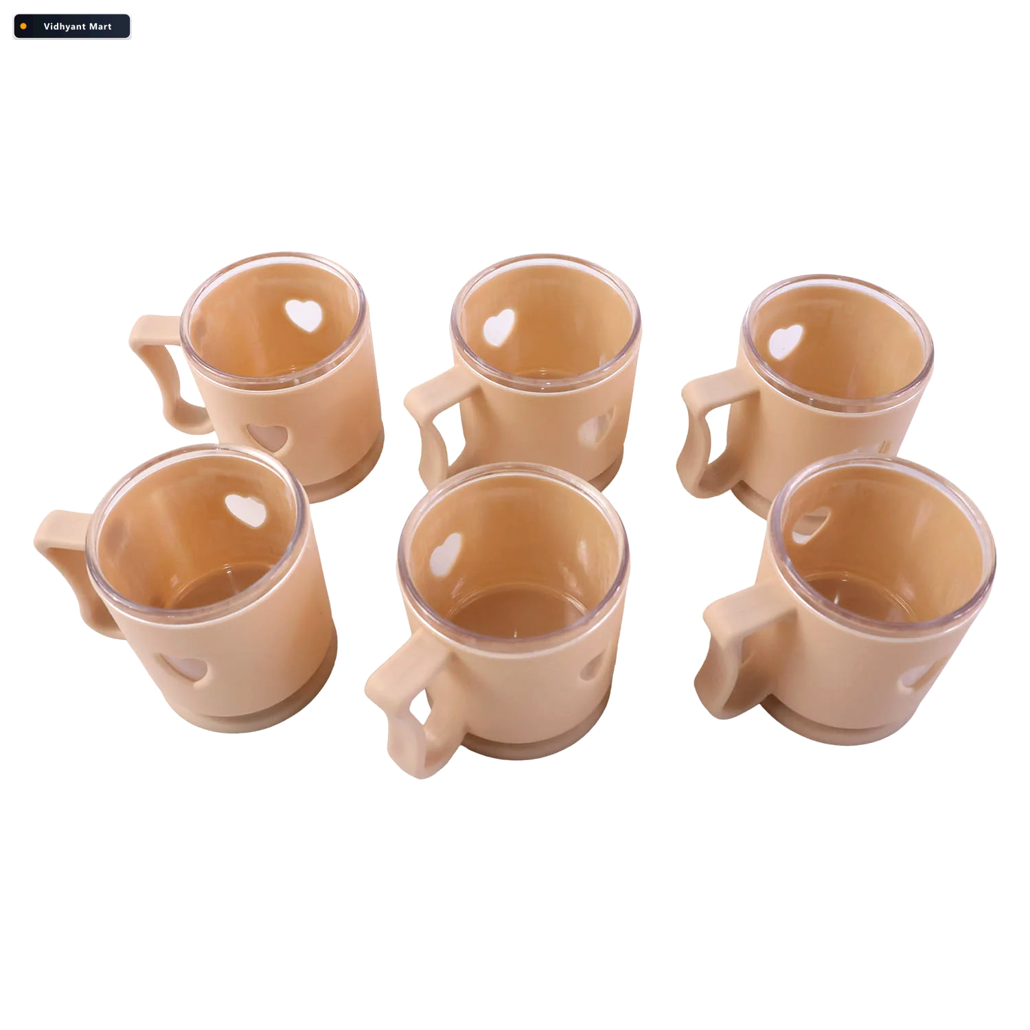 Vidhyant Mart Mini Tea Coffee Mug Set Elegant Heart Design 100ml 4