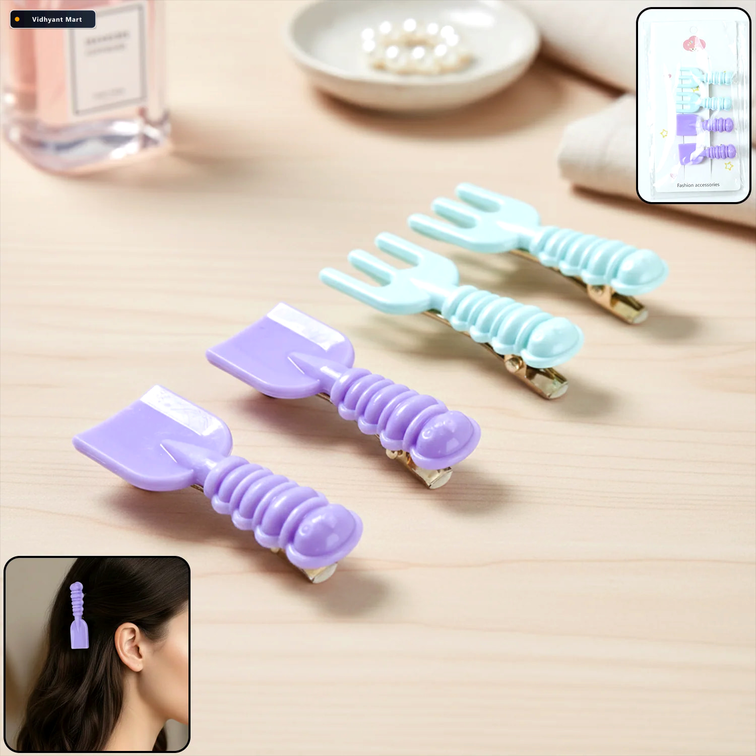 Vidhyant Mart Mini Tool Shape Hair Clips Stylish 4 Piece Snap Se 1
