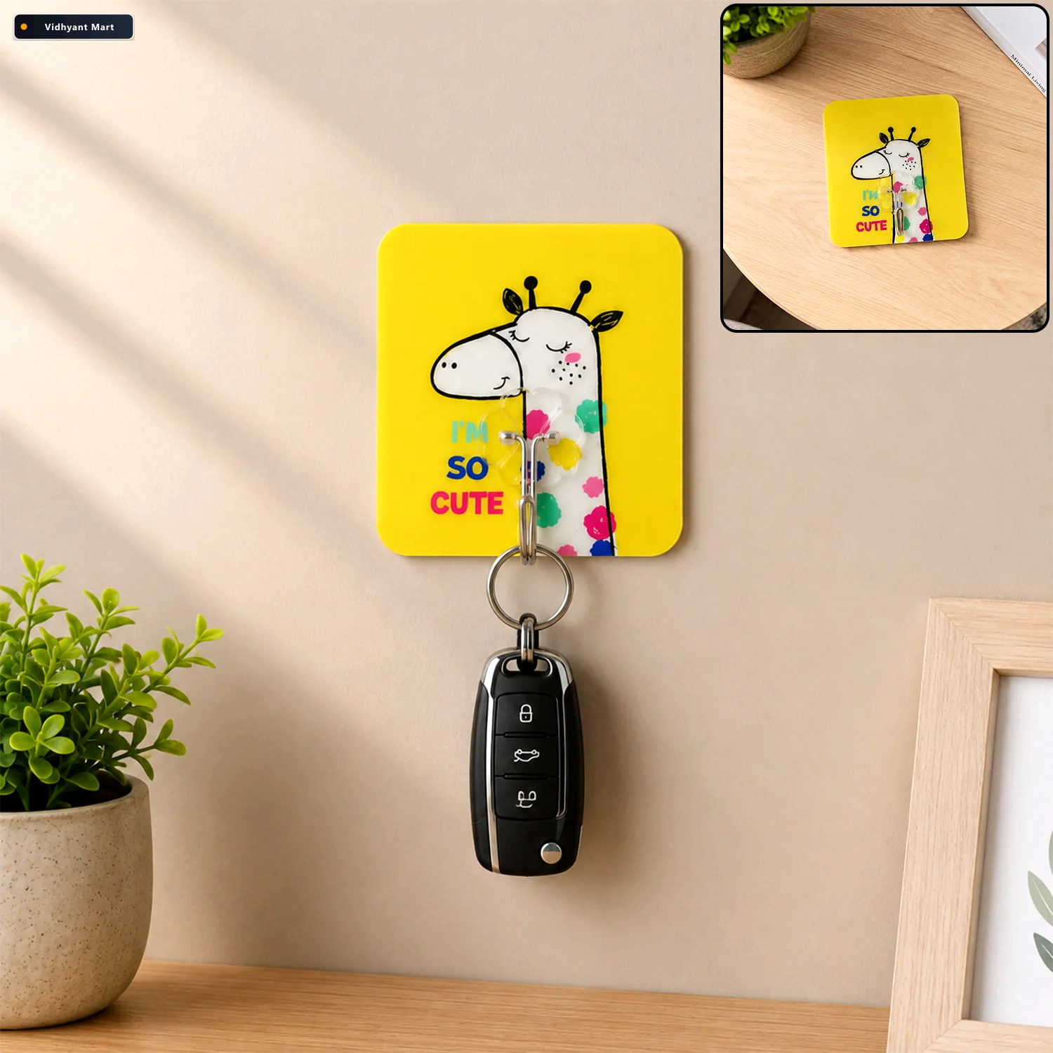 Vidhyant Mart Mix Cartoon Self Adhesive Wall Hook For Keys Towel 1