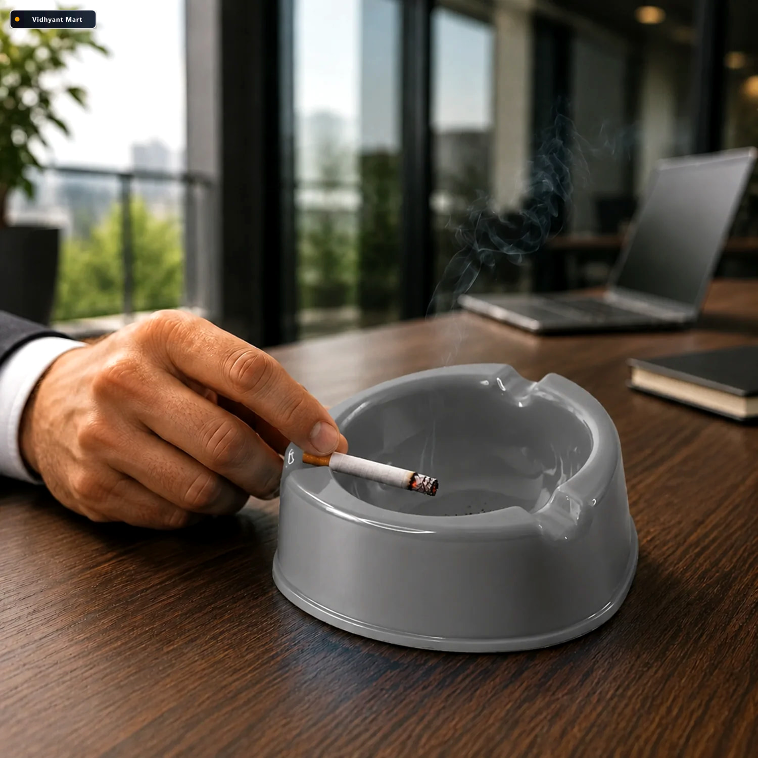Vidhyant Mart Mix Colour Plastic Ashtray With Cigarette Grooves 1