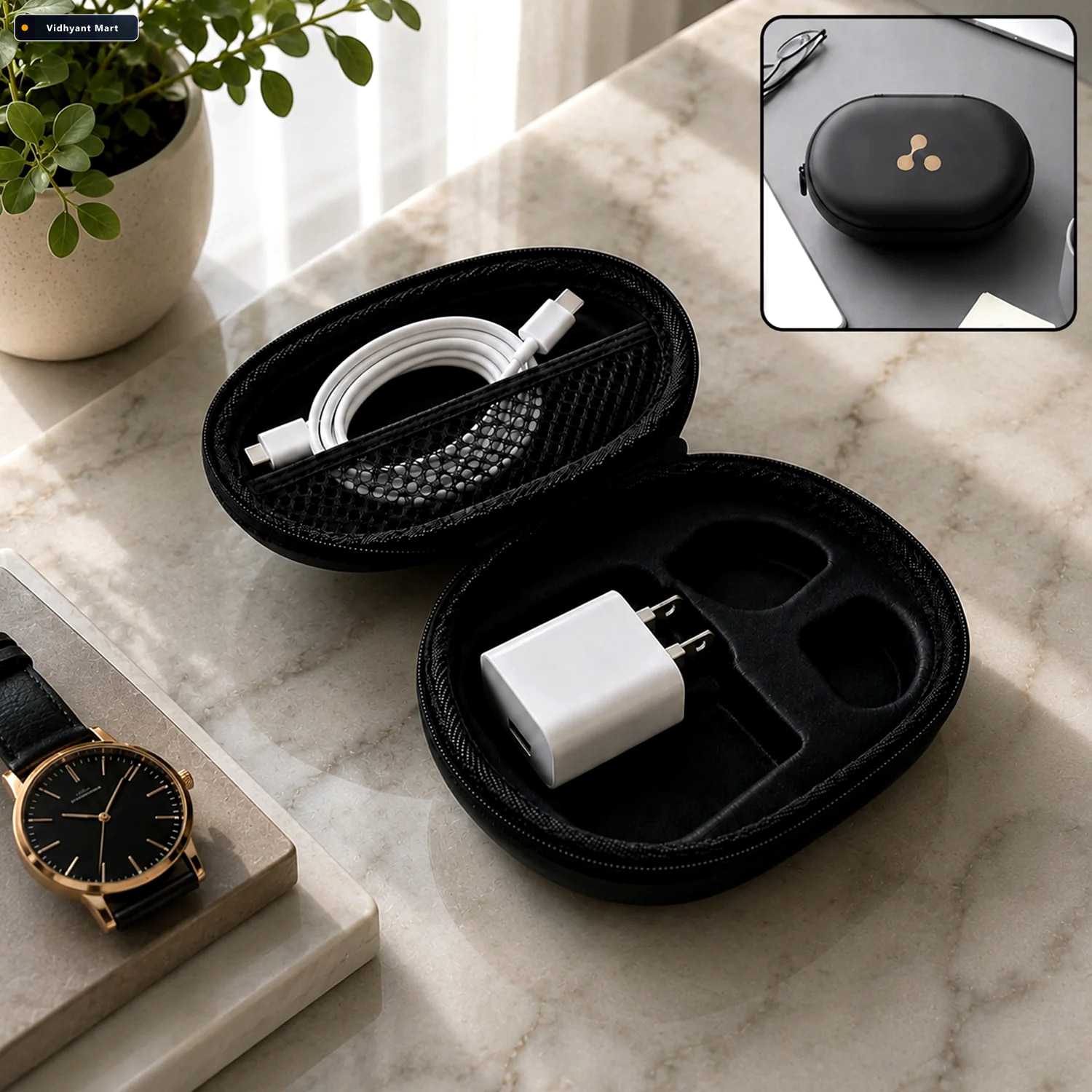 Vidhyant Mart Mix Design Hard Shell Charging Cable And Adapter S 1