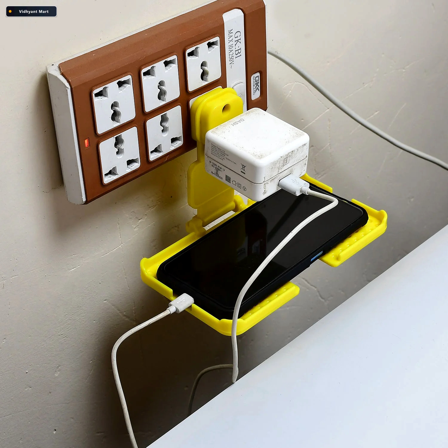 Vidhyant Mart Mobile Charging Wall Holder Secure Socket Fit Yell 1