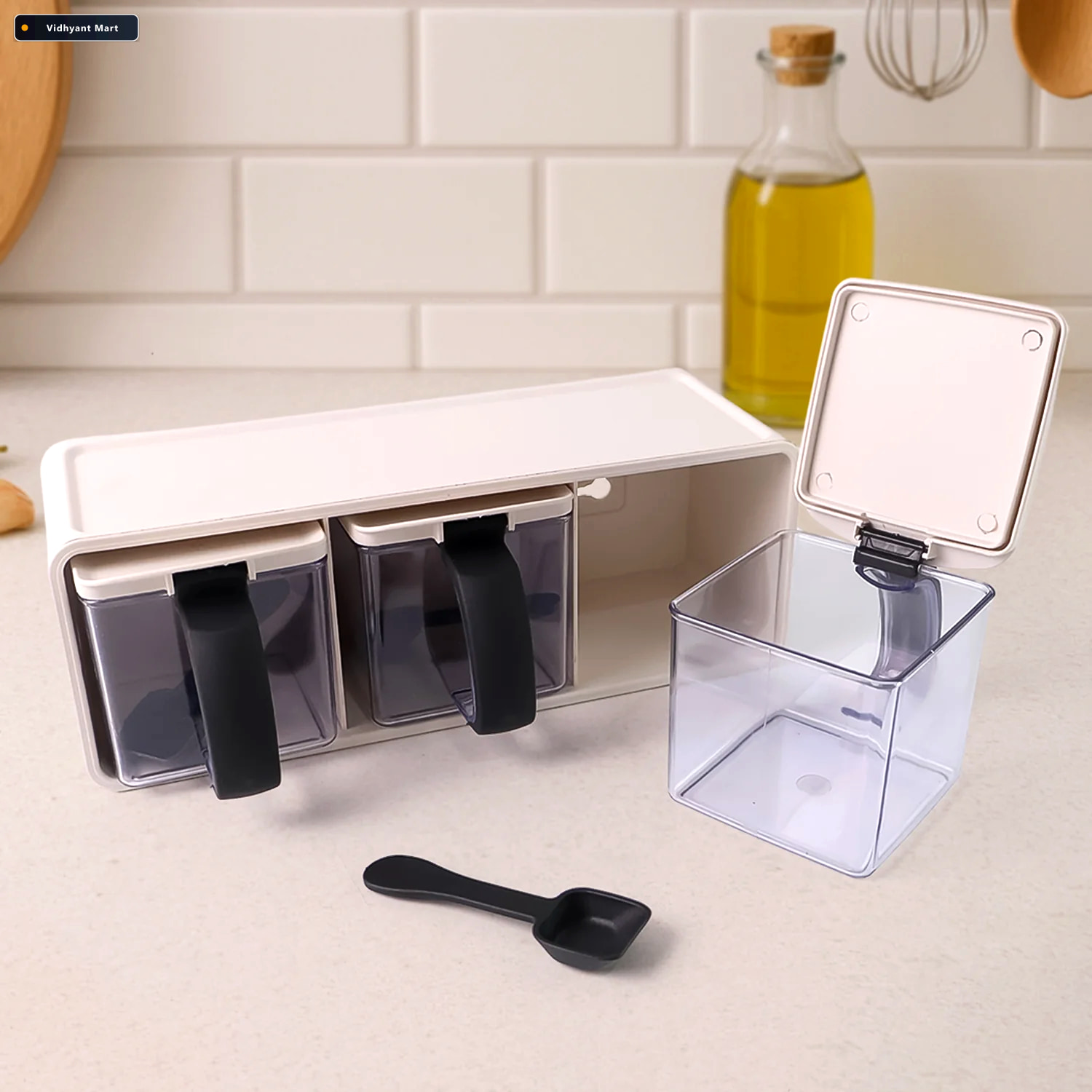 Vidhyant Mart Modular Spice Storage Box Set 3 Pc With Stand Spoo 2