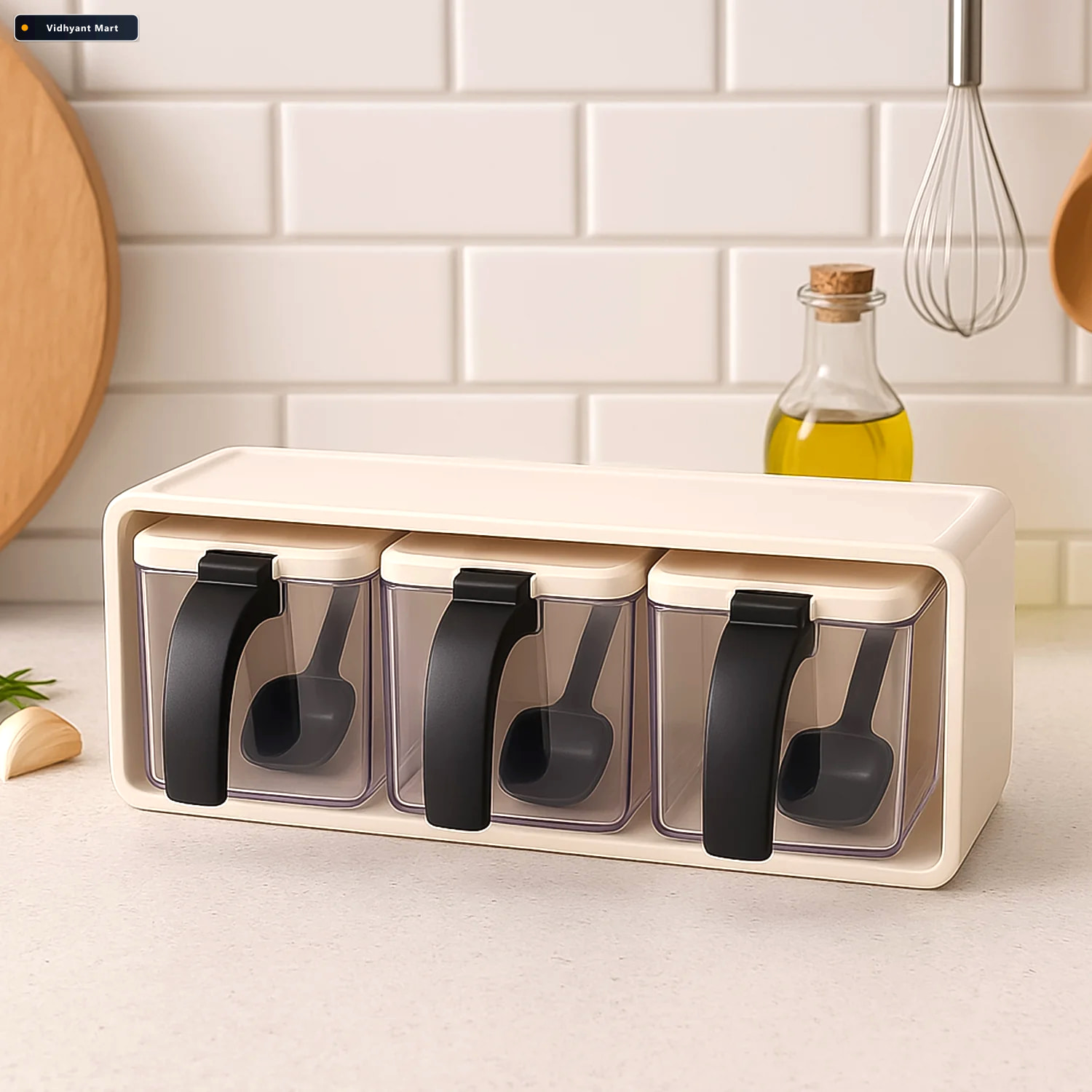 Vidhyant Mart Modular Spice Storage Box Set 3 Pc With Stand Spoo 3