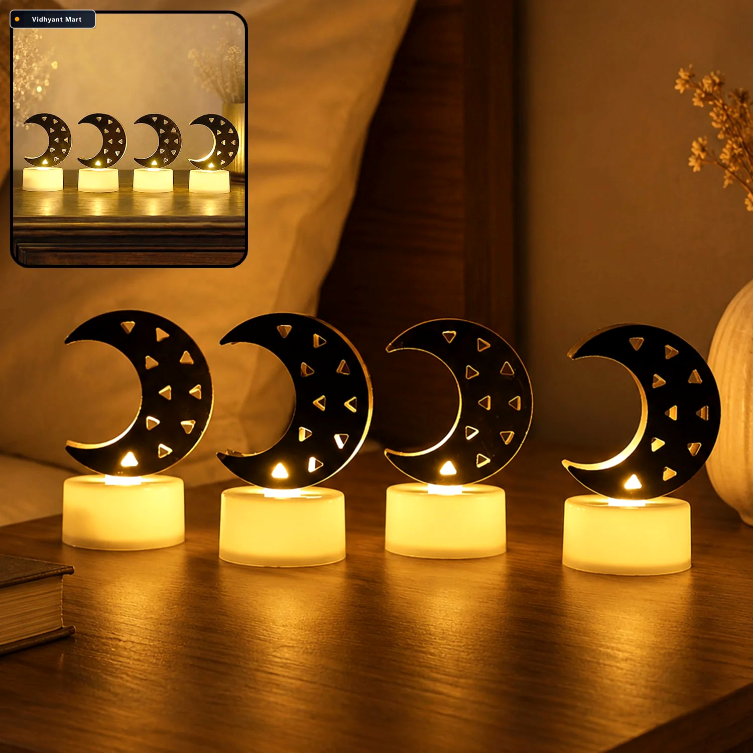 Vidhyant Mart Moon Shaped Flameless Led Candles Safe Warm Yellow 1