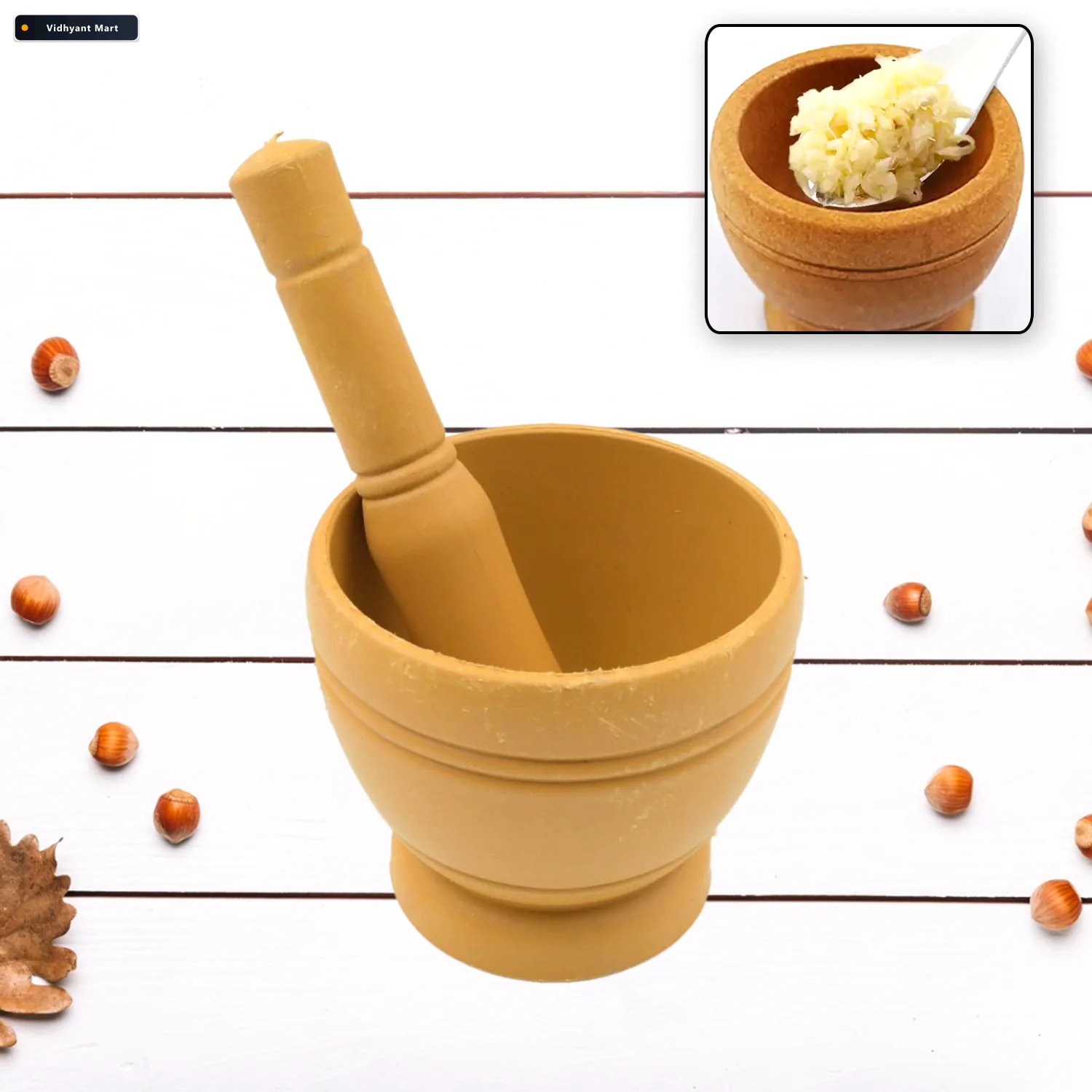 Vidhyant Mart Mortar And Pestle Set Traditional Spice Grinder Co 3