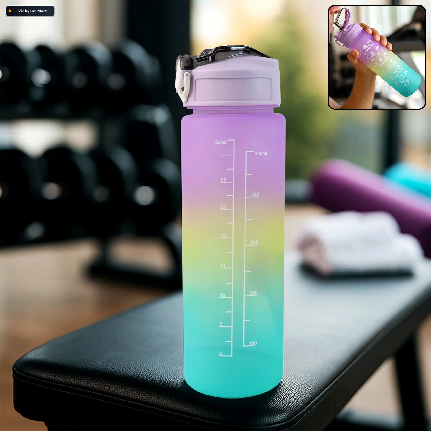 Vidhyant Mart Motivational Water Bottle With Straw Time Marker H 1