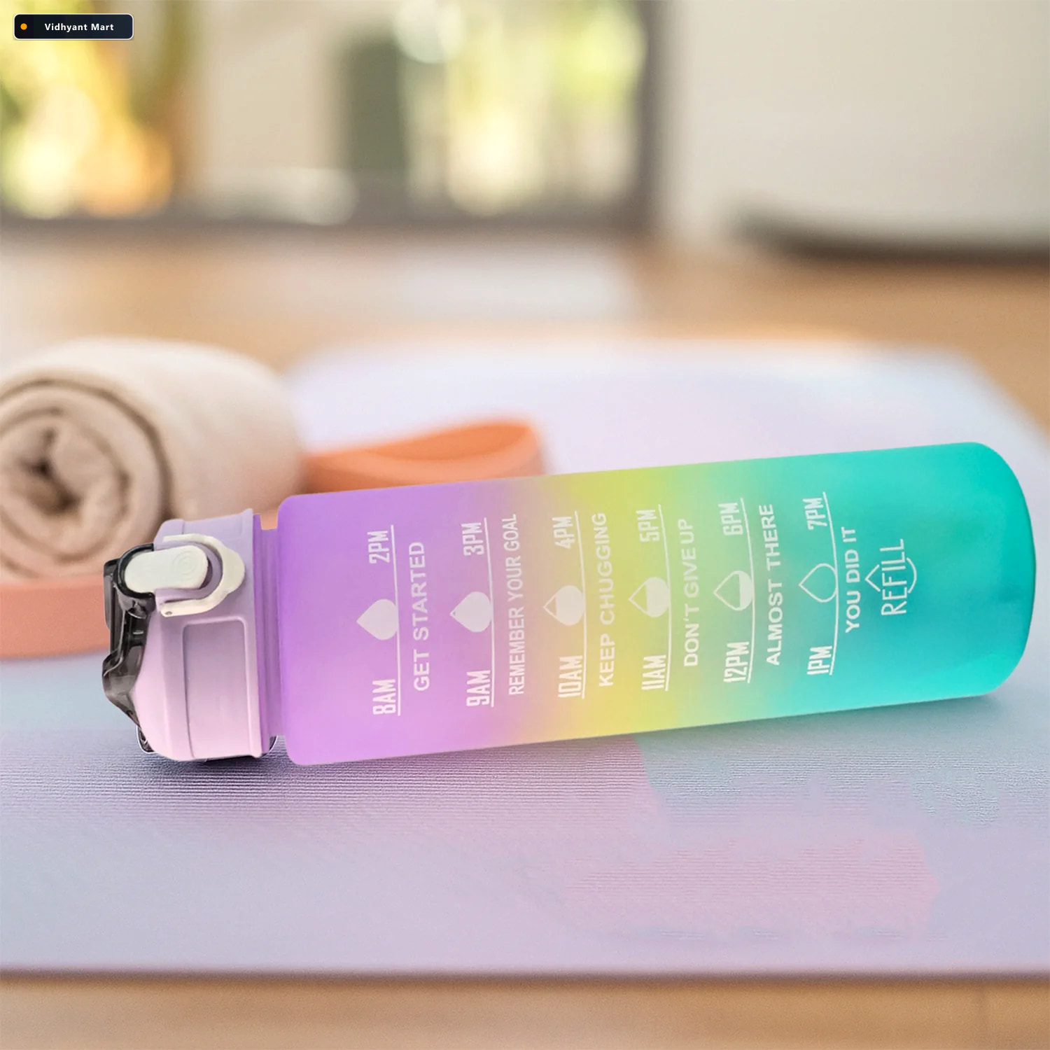 Vidhyant Mart Motivational Water Bottle With Straw Time Marker H 2