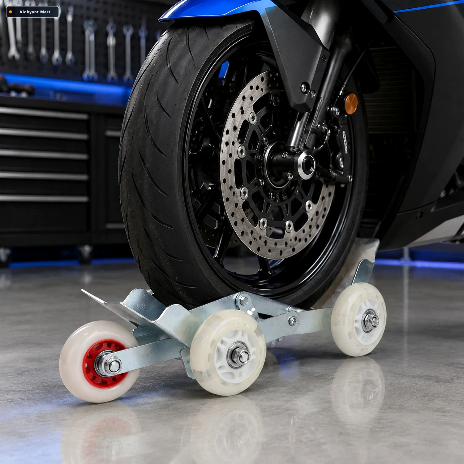 Vidhyant Mart Motorcycle Front Wheel Parking Roller Stand Heavy 1