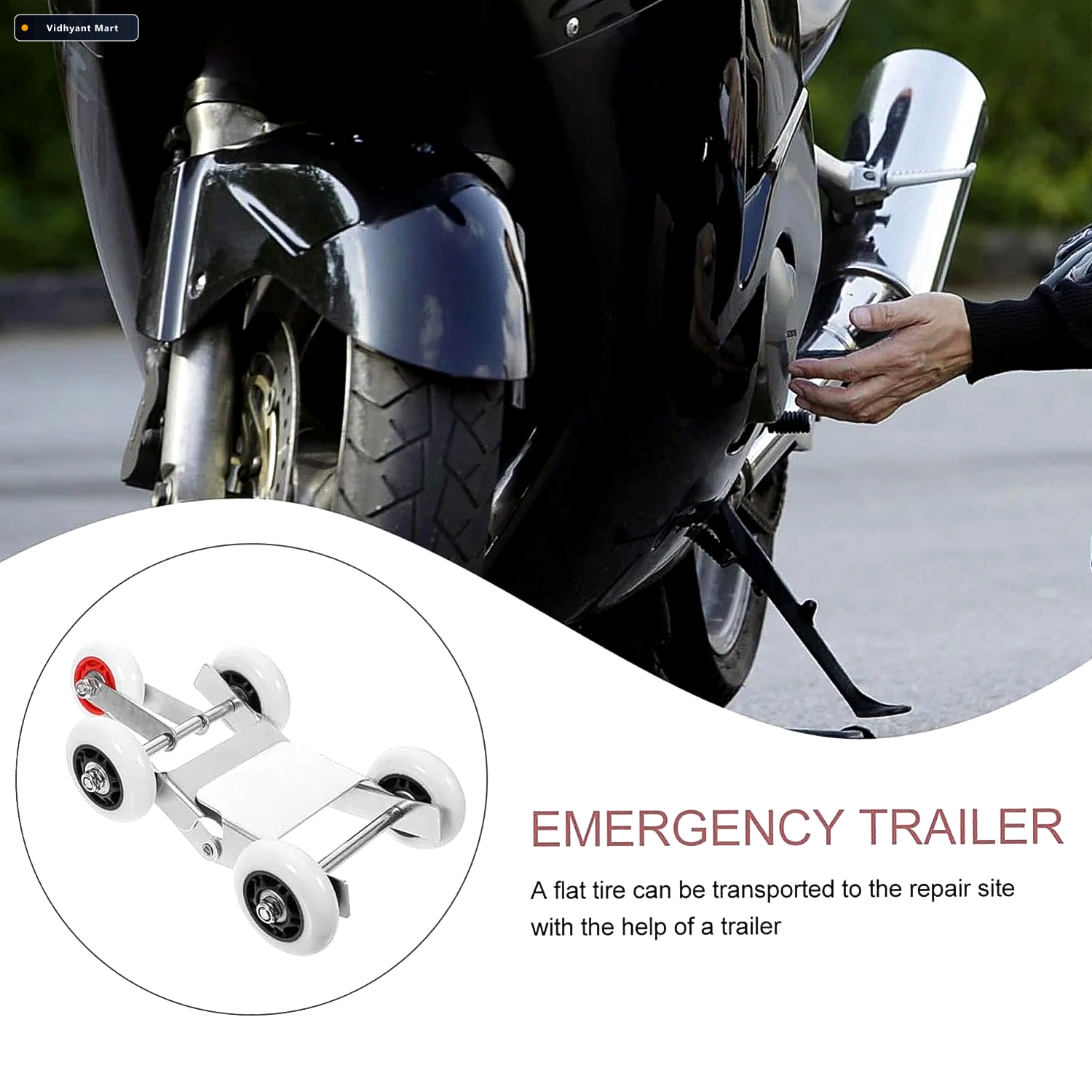 Vidhyant Mart Motorcycle Front Wheel Parking Roller Stand Heavy 2