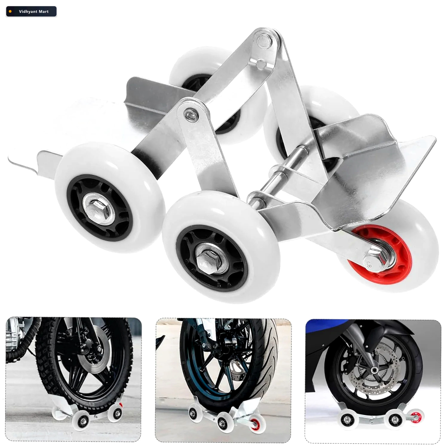 Vidhyant Mart Motorcycle Front Wheel Parking Roller Stand Heavy 3