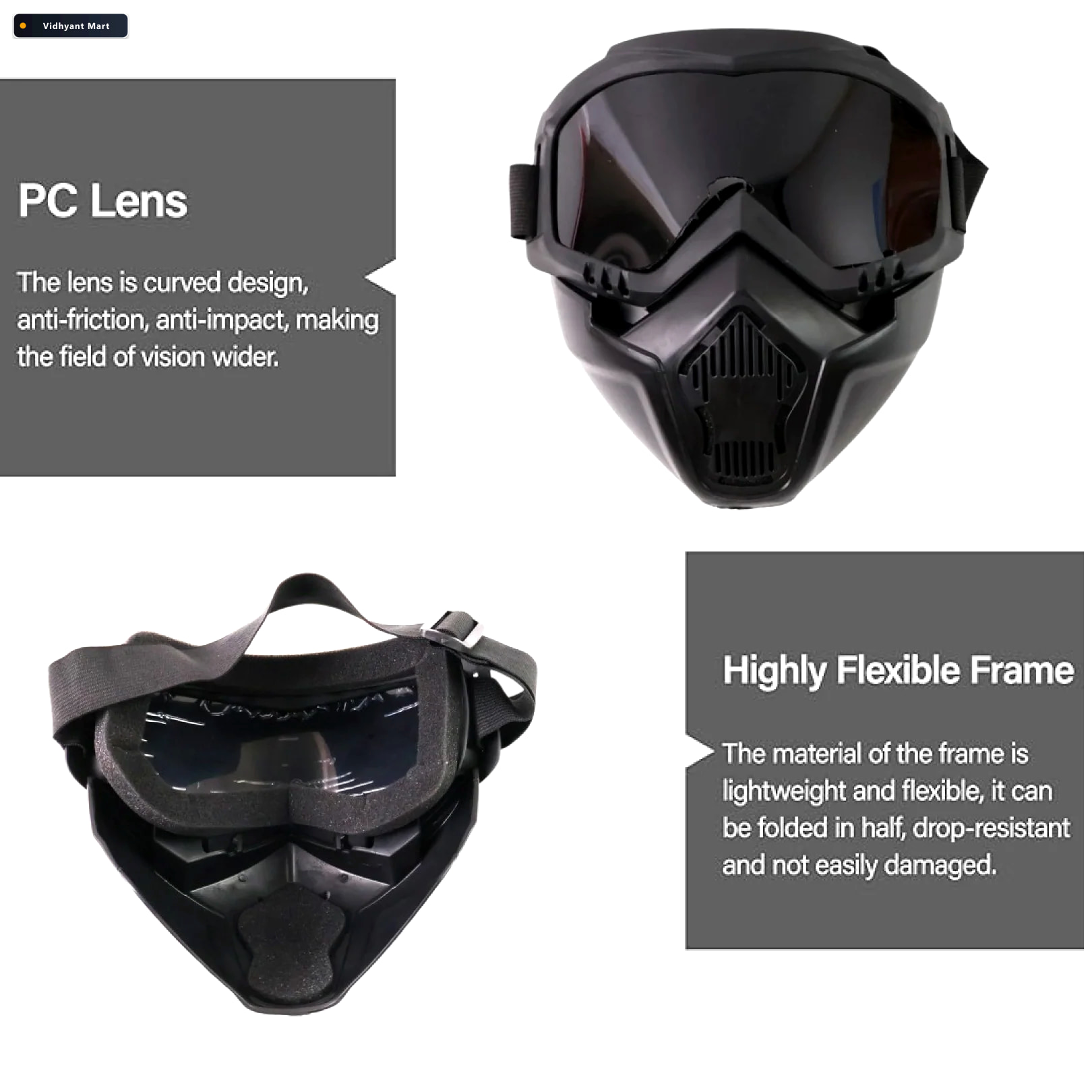 Vidhyant Mart Motorcycle Goggles Windproof Bike Face Mask Uv Pro 4