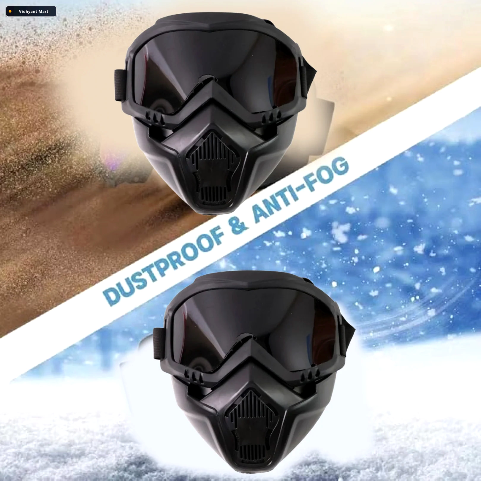 Vidhyant Mart Motorcycle Goggles Windproof Bike Face Mask Uv Pro 5