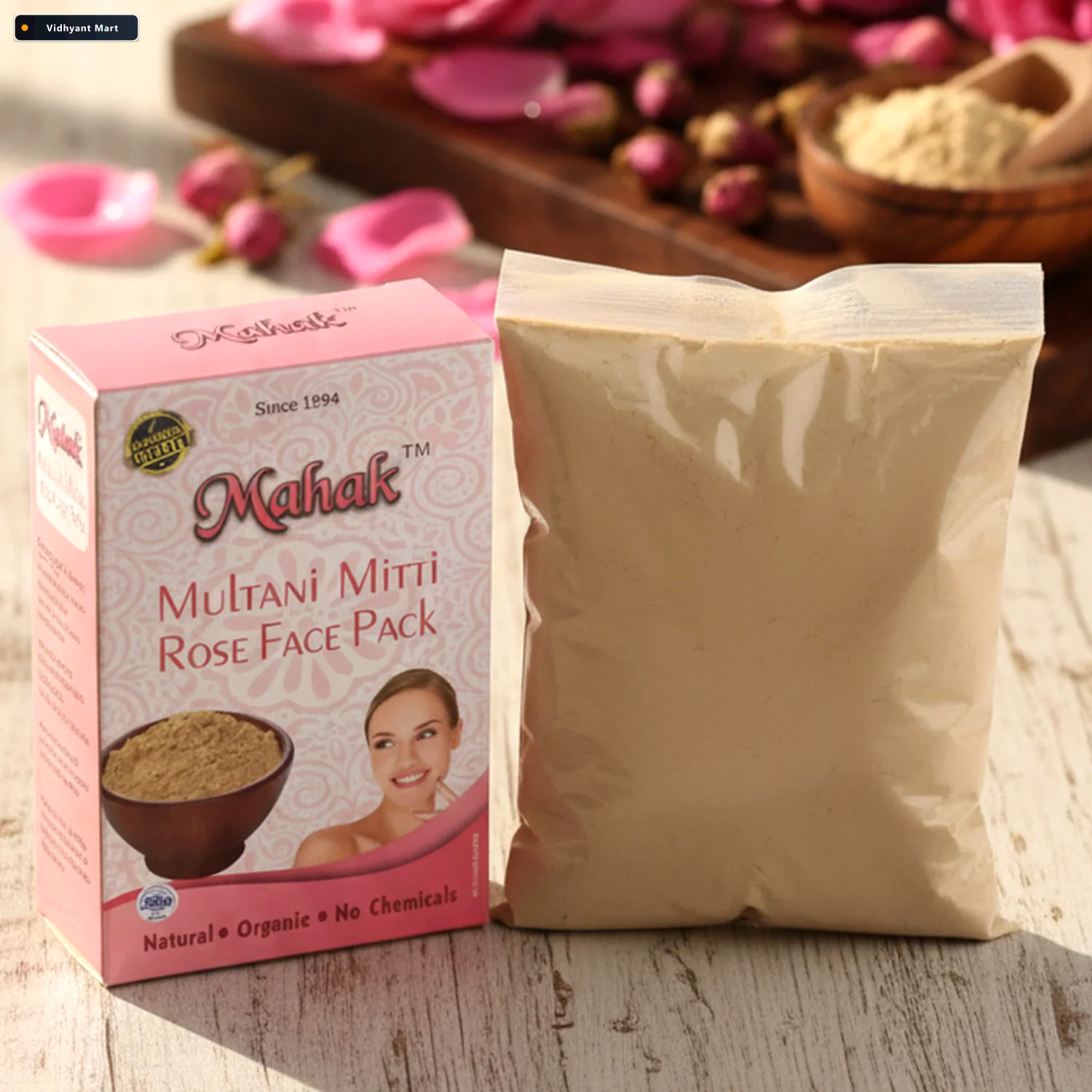 Vidhyant Mart Multani Mitti Rose Face Pack Herbal Deep Cleansing 3