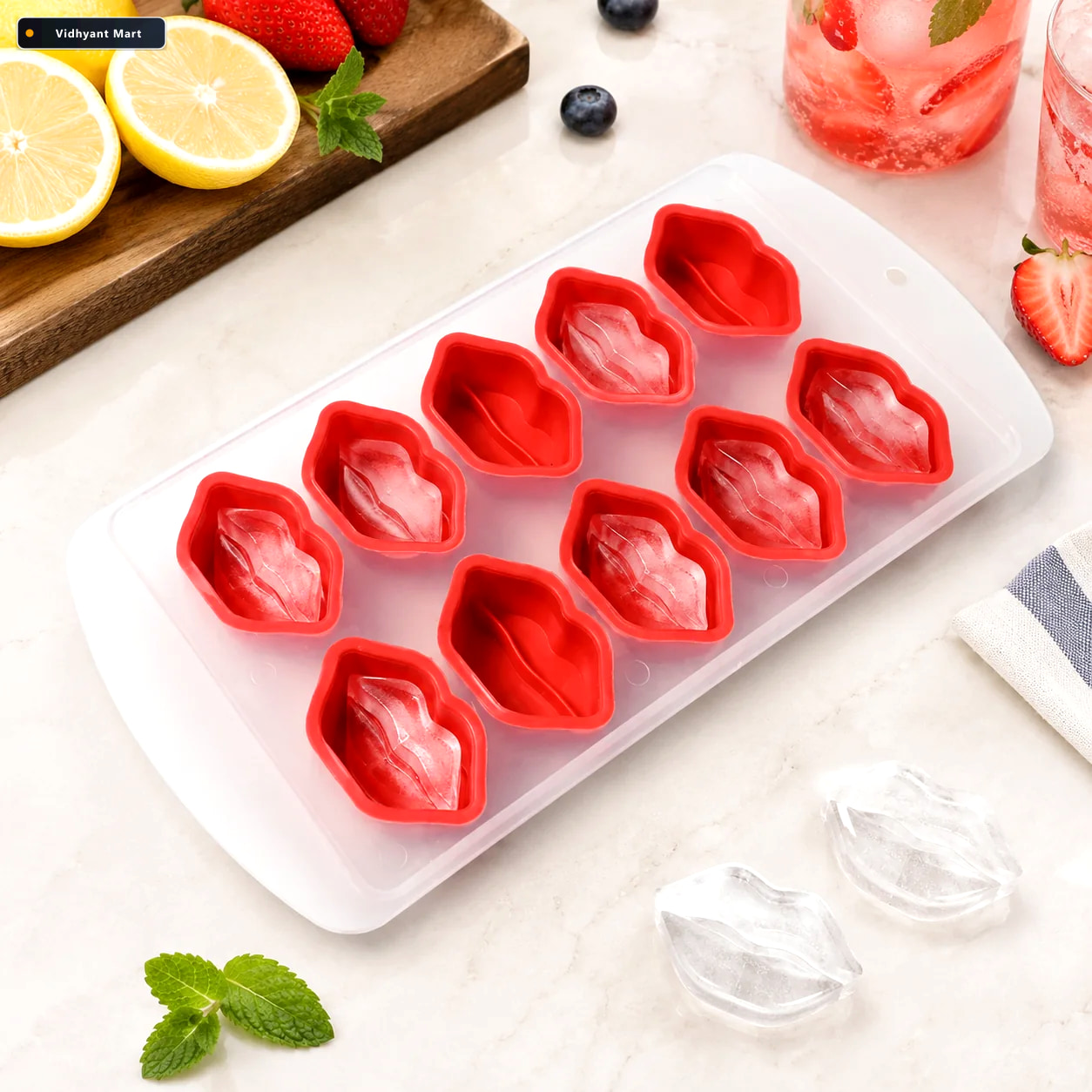 Vidhyant Mart Multi Fruit Shapes Silicone Ice Cube Tray 1