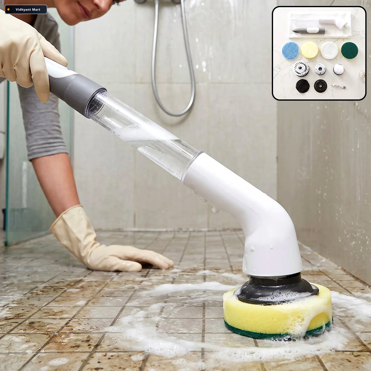 Vidhyant Mart Multi Function Plastic Cleaning Brush Set With Lon 1