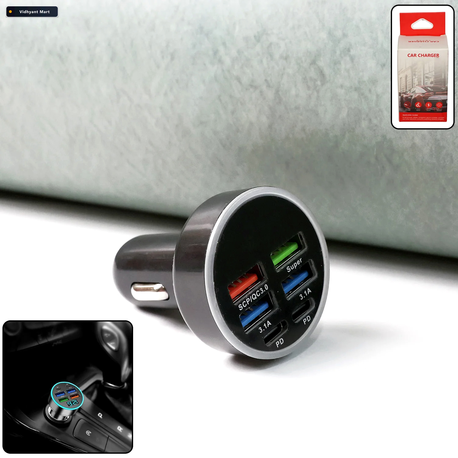 Vidhyant Mart Multi Port Car Charger Fast 4 Usb Ports For 12v24v 1