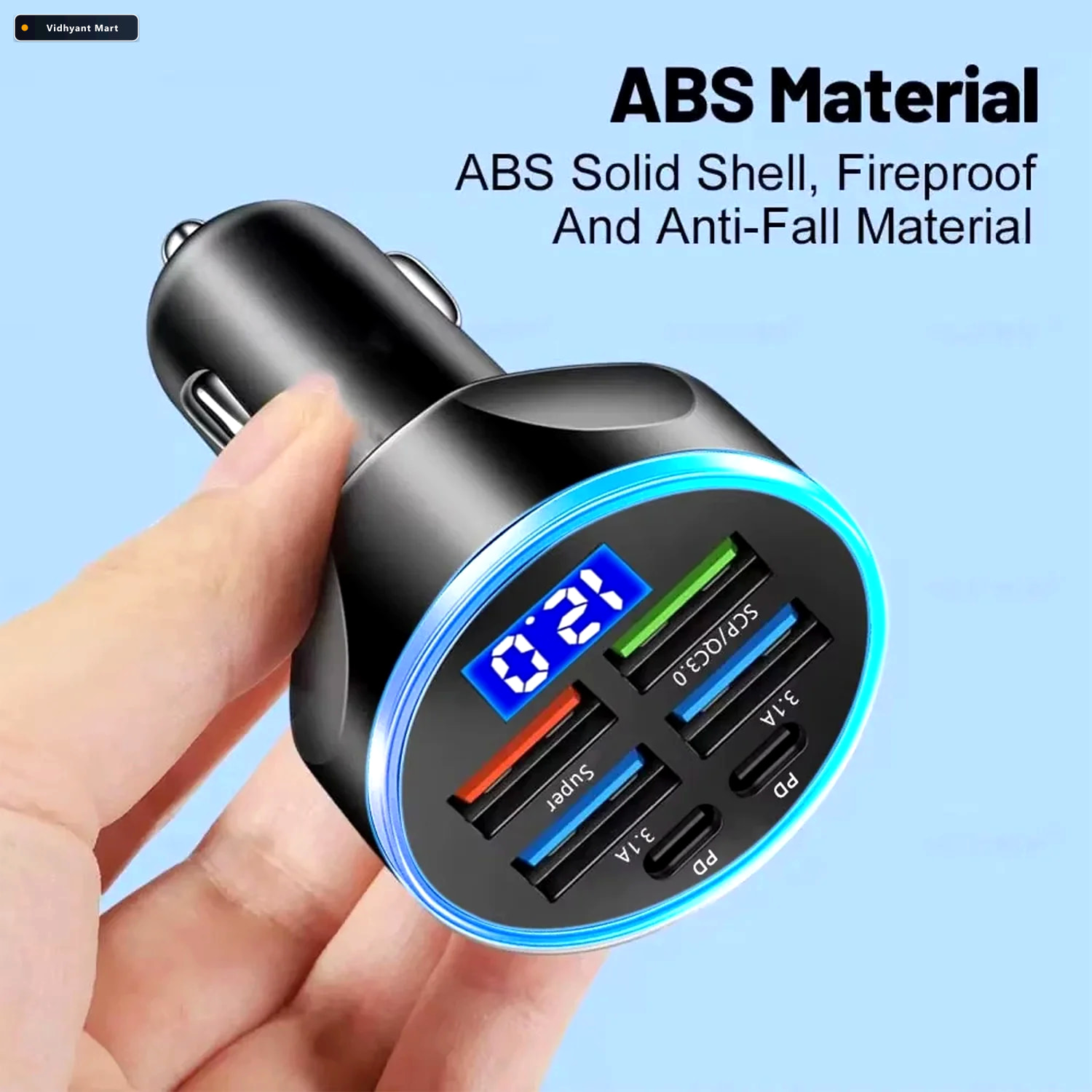 Vidhyant Mart Multi Port Car Charger Fast 4 Usb Ports For 12v24v 2