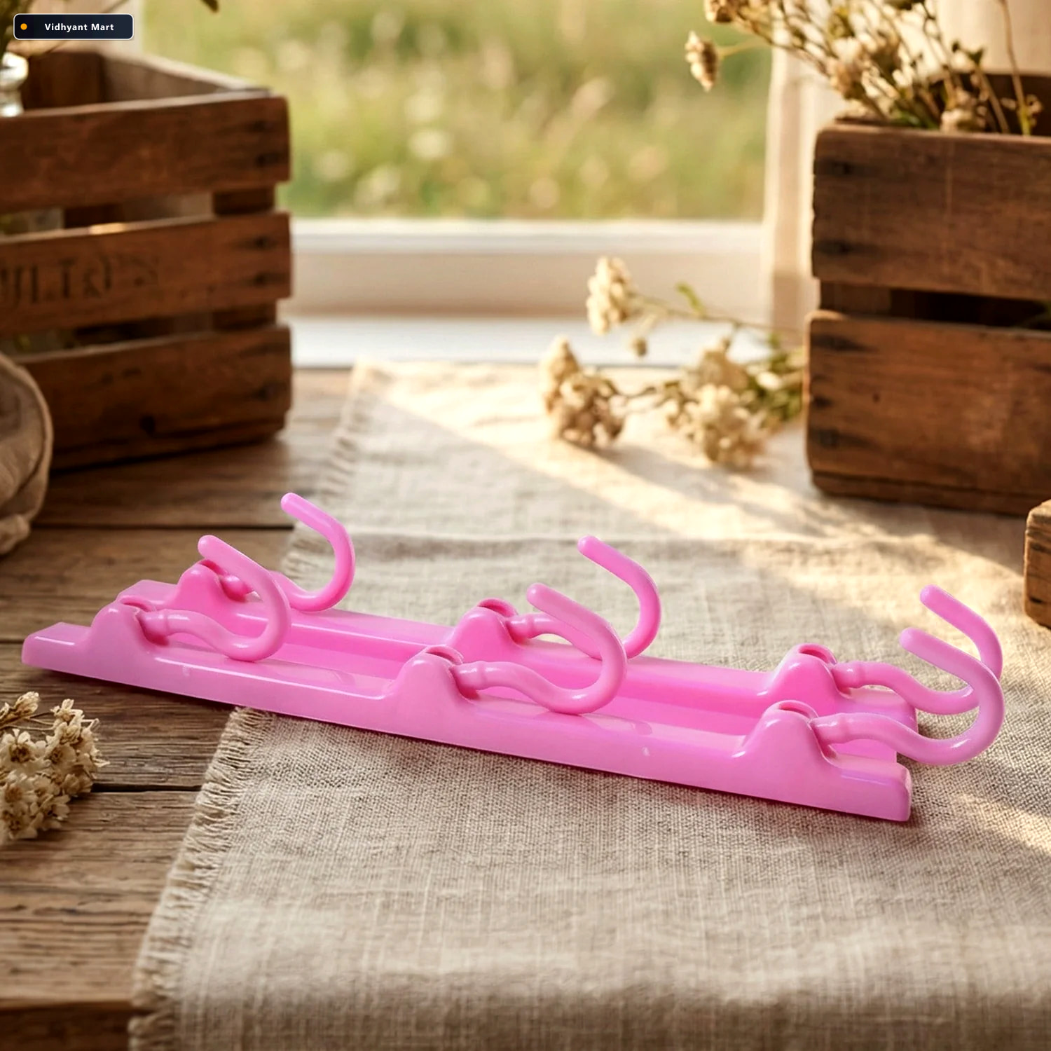 Vidhyant Mart Multi Purpose Hanging Organizer 6 Durable Pink Hoo 3