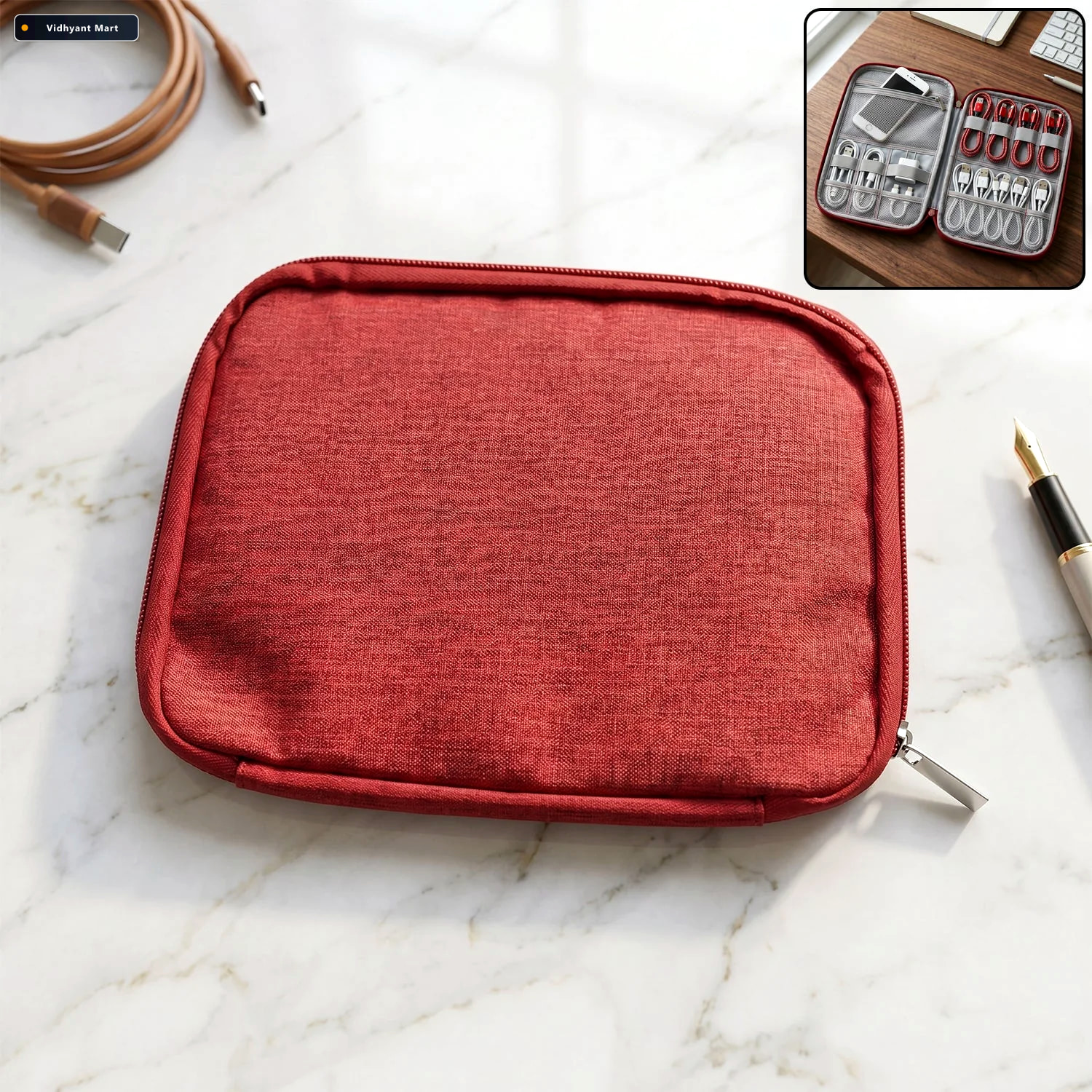 Vidhyant Mart Multi Zip Pouch Organizer Compact Storage For Trav 1