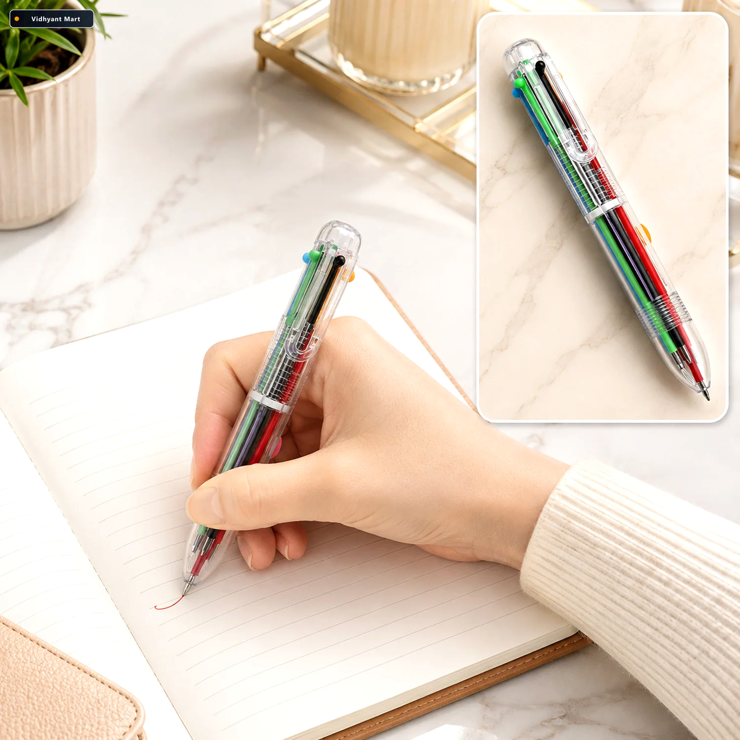 Vidhyant Mart Multicolor Ball Pen 6 In 1 Smooth Vibrant Writing 2