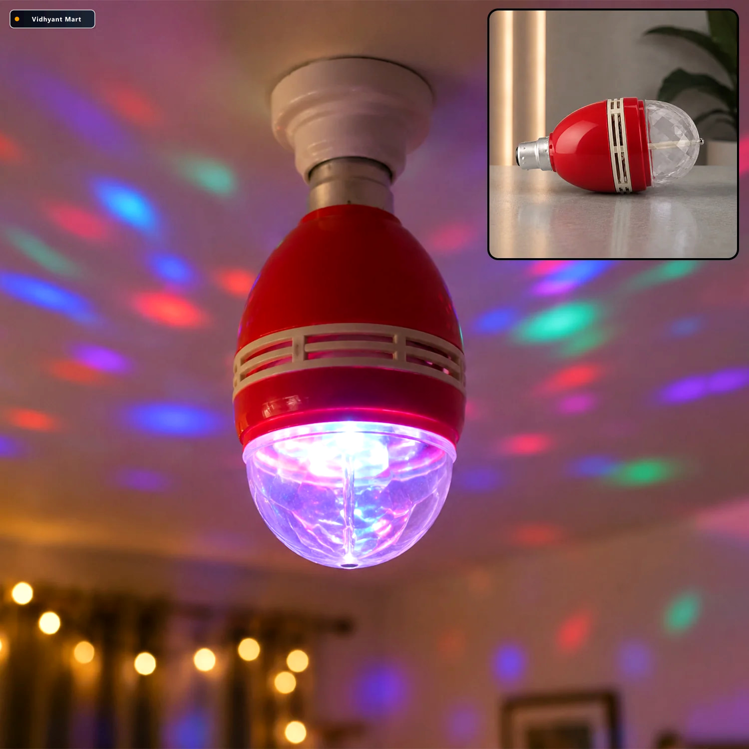Vidhyant Mart Multicolour Rotating Led Disco Light Bulb For Part 1