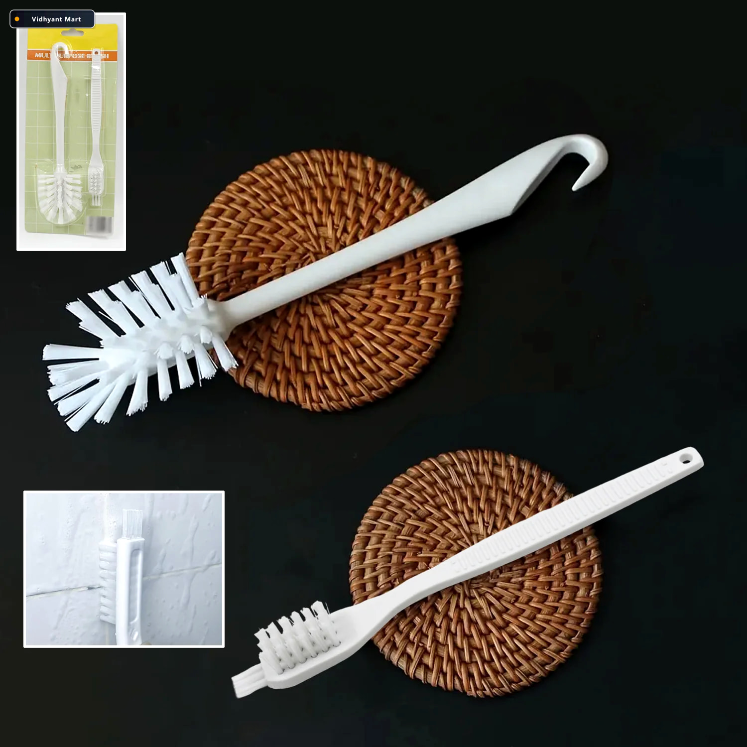Vidhyant Mart Multifunctional Cleaning Brush For Bottles Jars Du 2