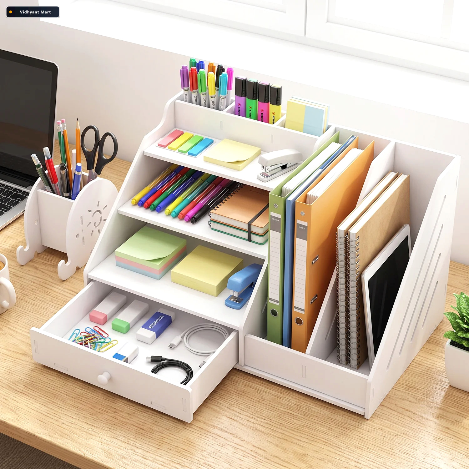 Vidhyant Mart Multifunctional Desk Organizer Storage Cabinet Wit 2