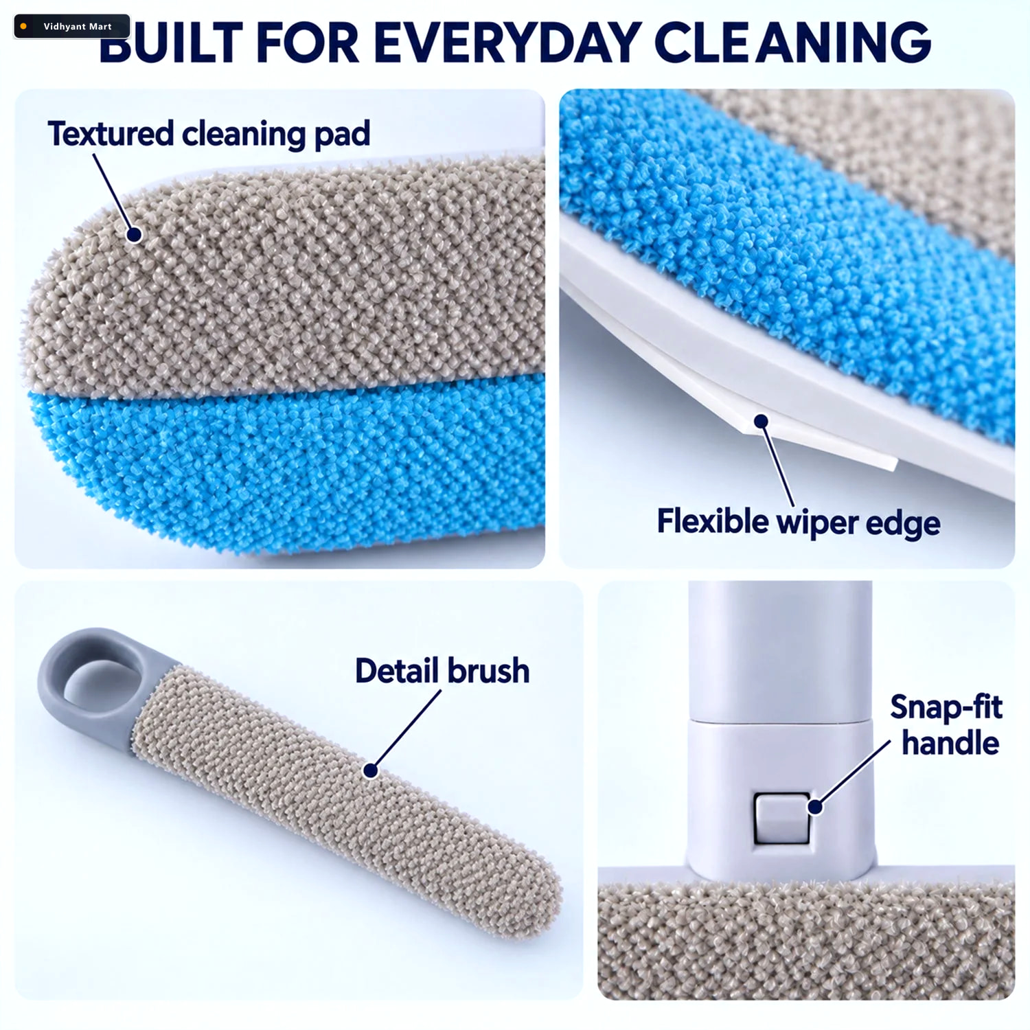 Vidhyant Mart Multifunctional Window Cleaning Brush With Wiper E 3
