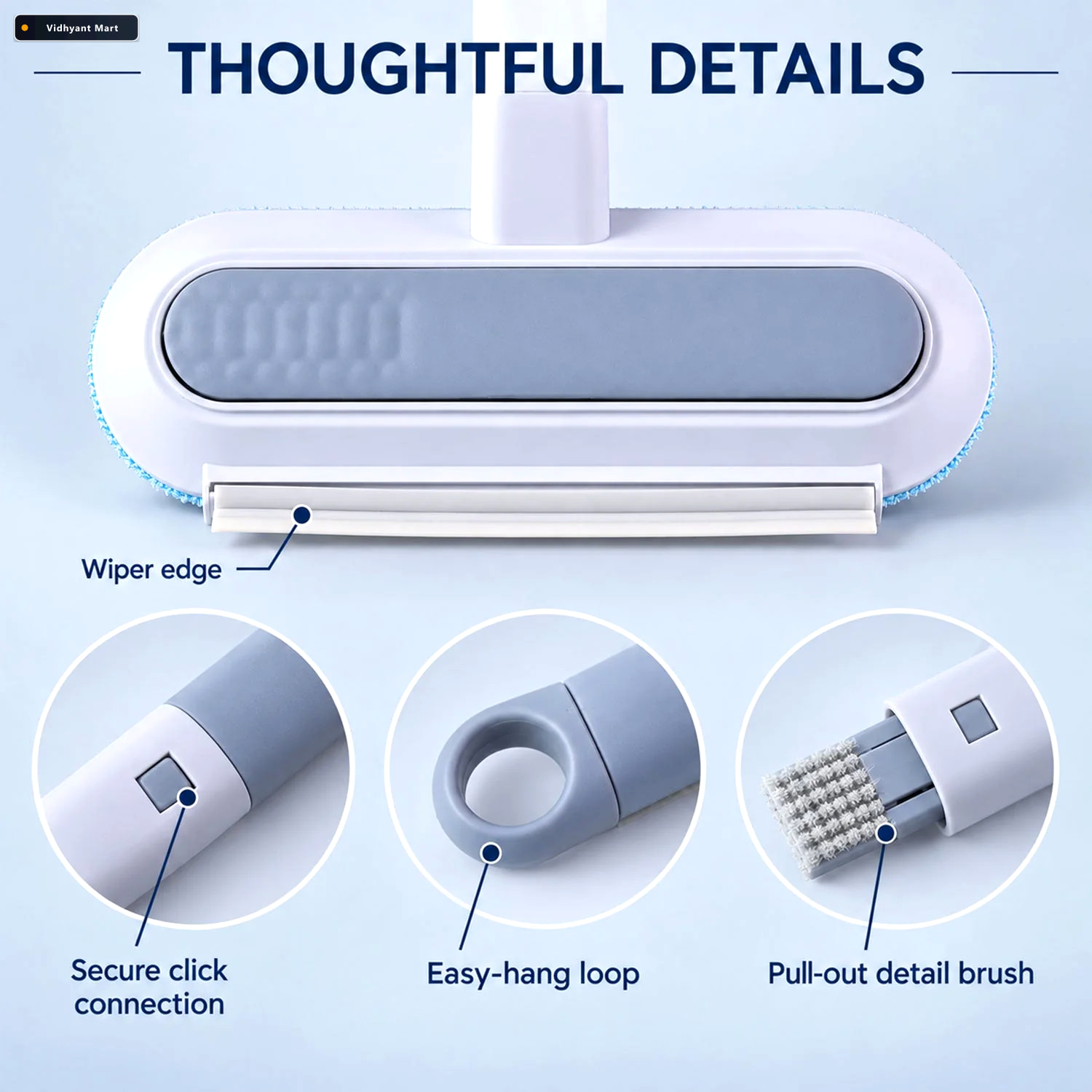 Vidhyant Mart Multifunctional Window Cleaning Brush With Wiper E 4