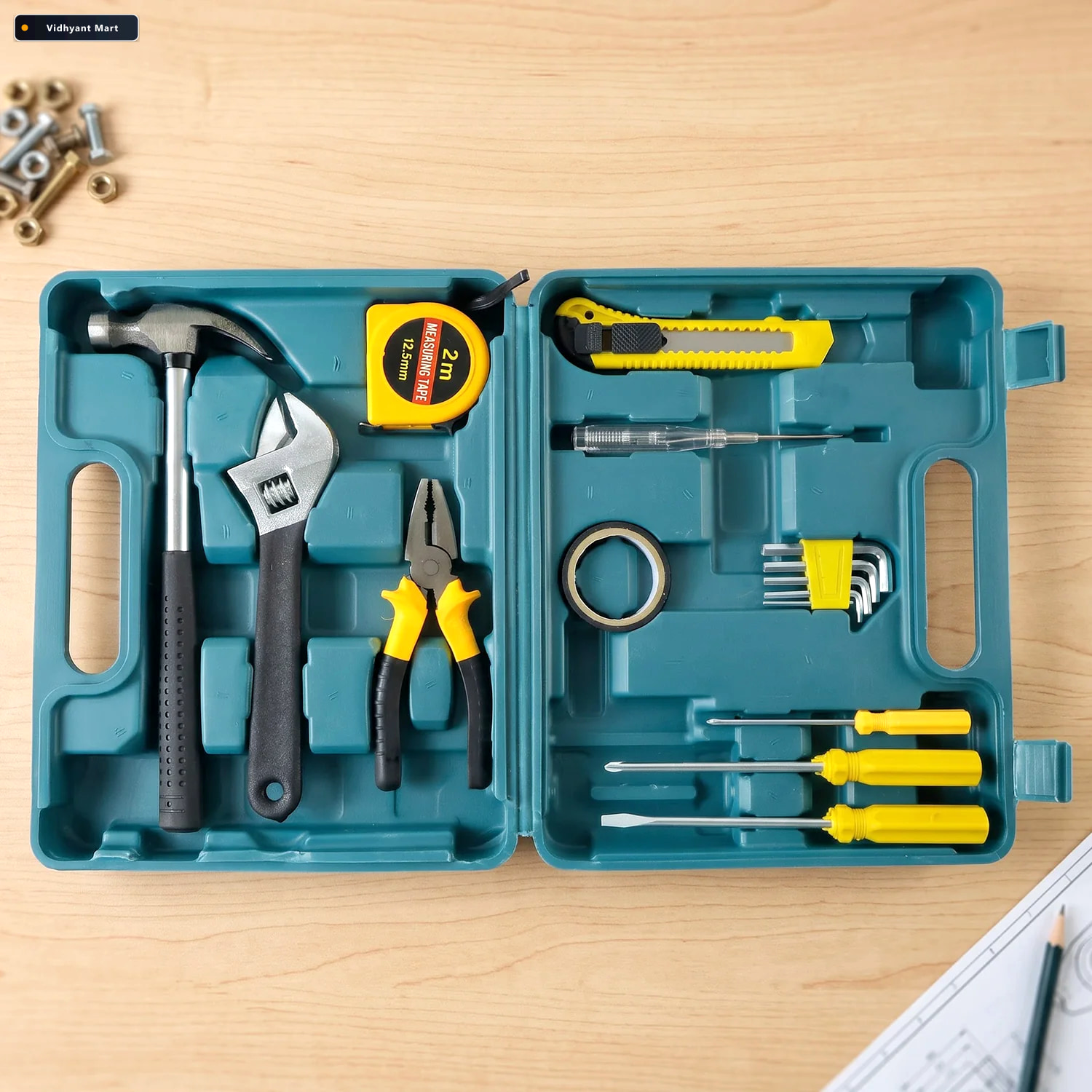 Vidhyant Mart Multipurpose 16 Piece Hand Tool Kit With Carry Cas 3