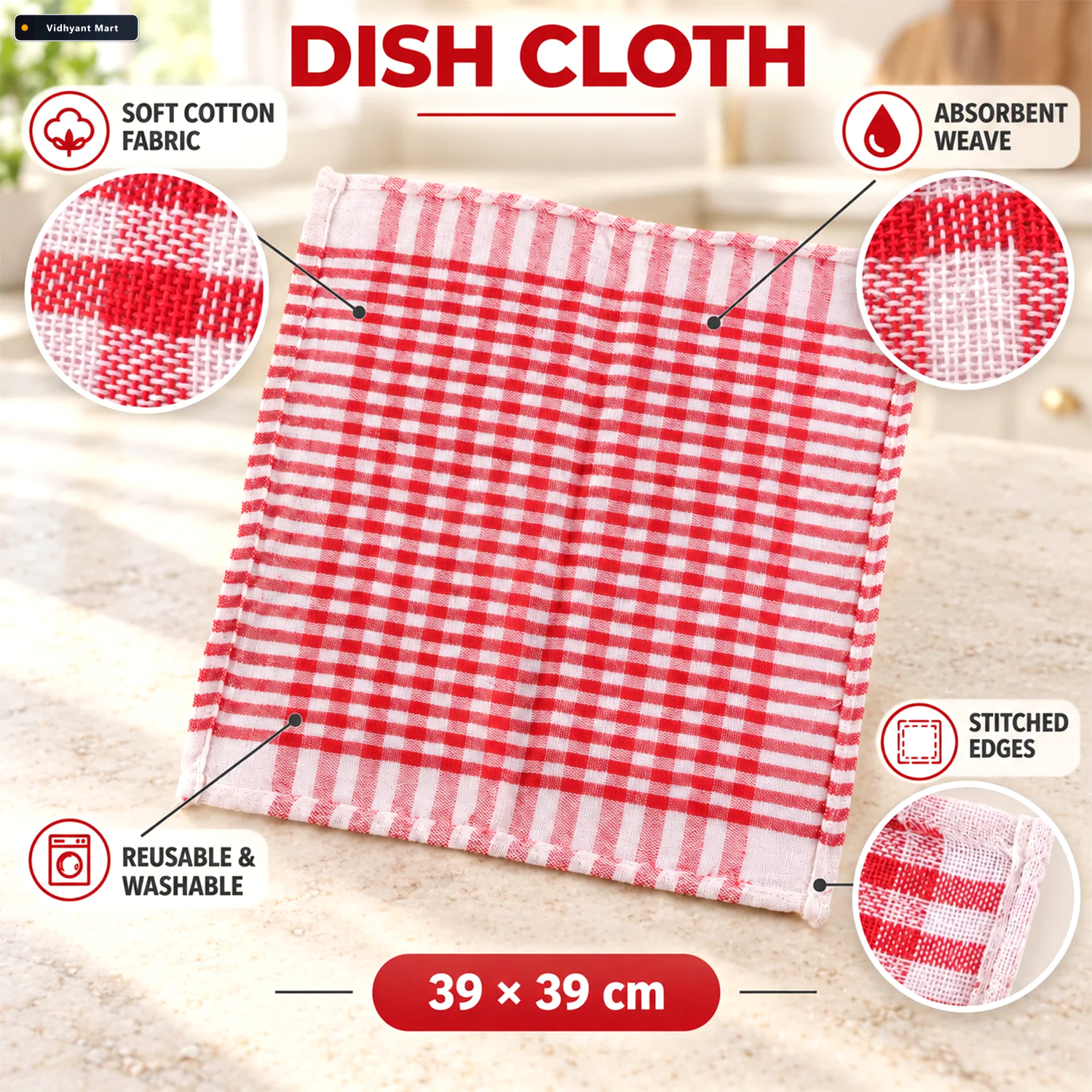 Vidhyant Mart Multipurpose Absorbent Dish Cleaning Cloth For Kit 2