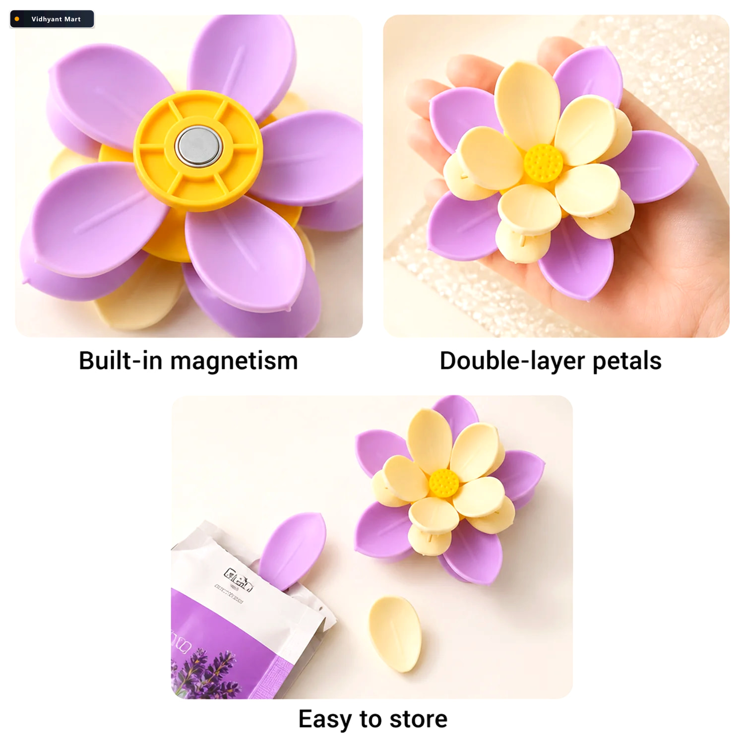 Vidhyant Mart Multipurpose Bag Sealing Clips 10 Piece Flower Des 2