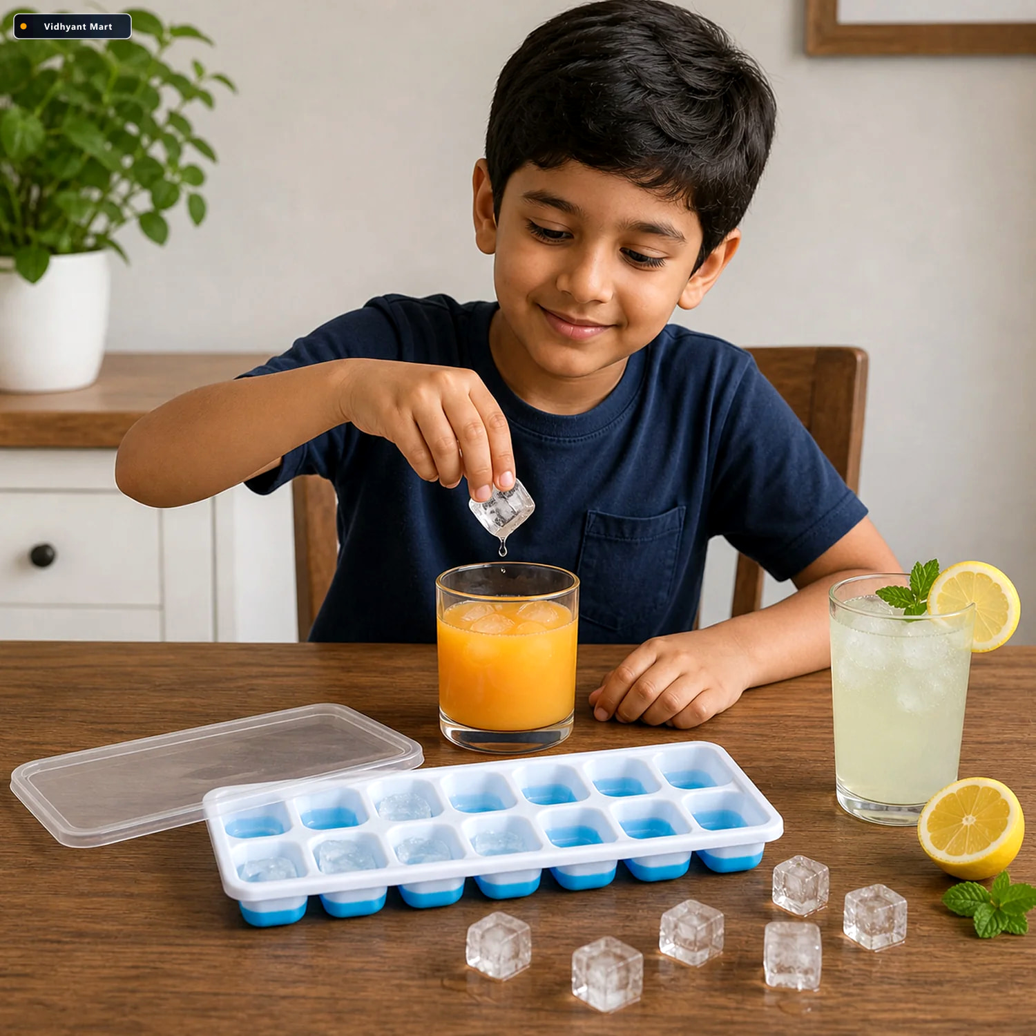 Vidhyant Mart Multipurpose Plastic Ice Cube Tray 14 Grid With Li 4