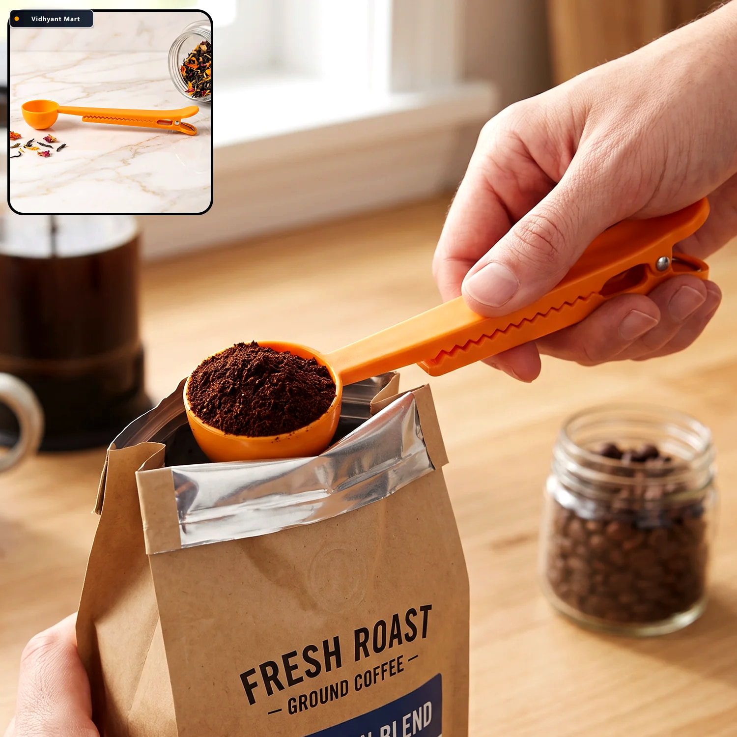 Vidhyant Mart Multipurpose Plastic Kitchen Clamp 2 In 1 Measurin 1