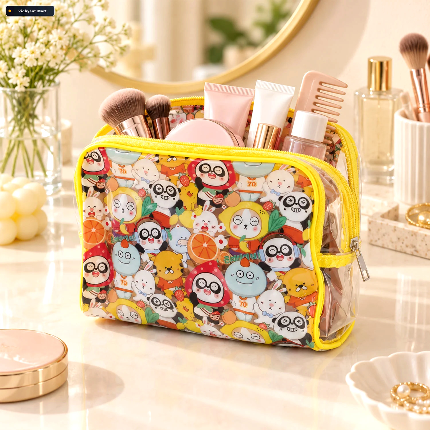 Vidhyant Mart Multipurpose Pvc Cosmetic Pouch With Cartoon Print 1