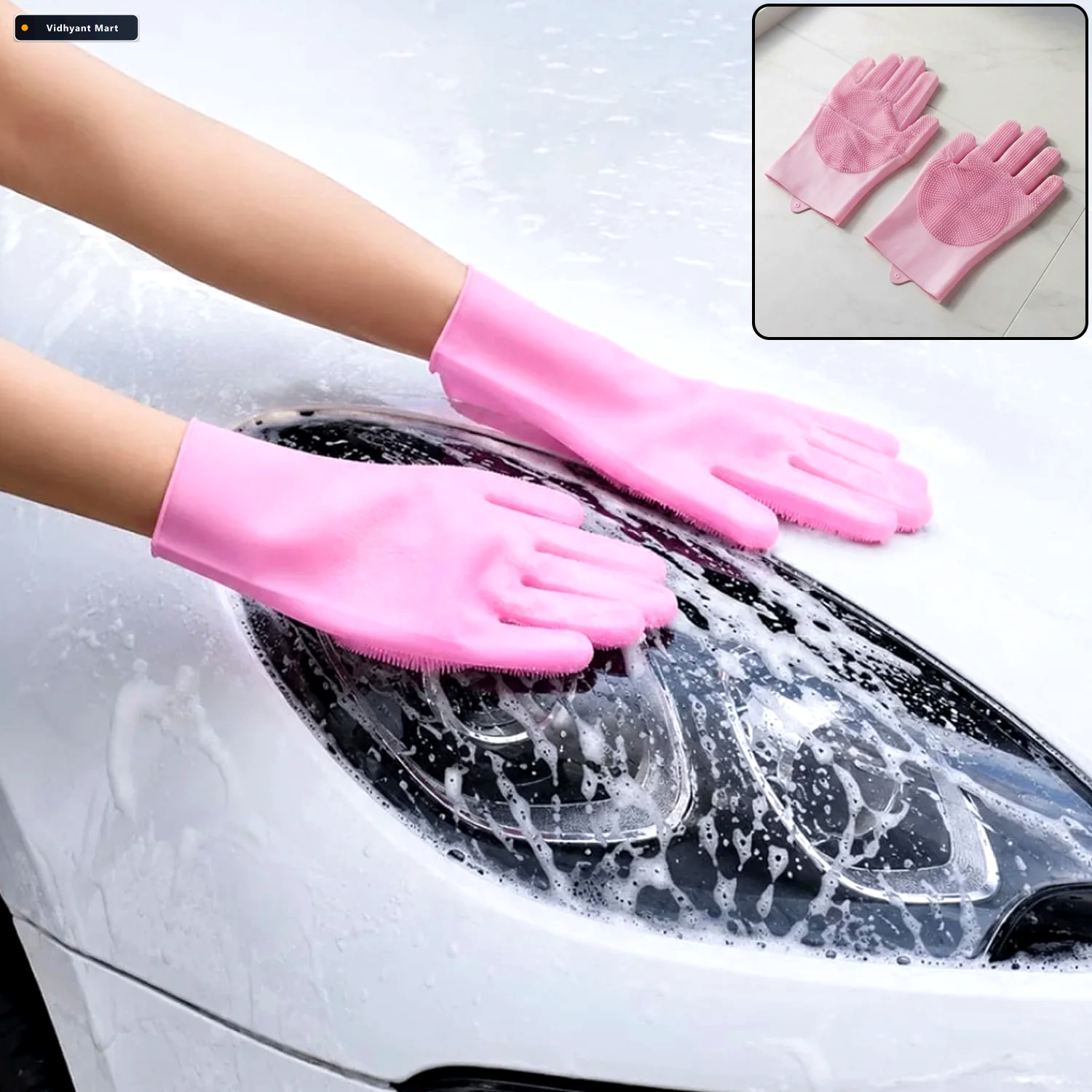 Vidhyant Mart Multipurpose Reusable Scrubber Cleaning Gloves For 1
