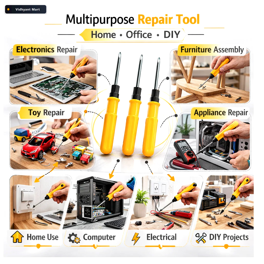 Vidhyant Mart Multipurpose Screwdriver 2 In 1 Tool With Ergonomi 4