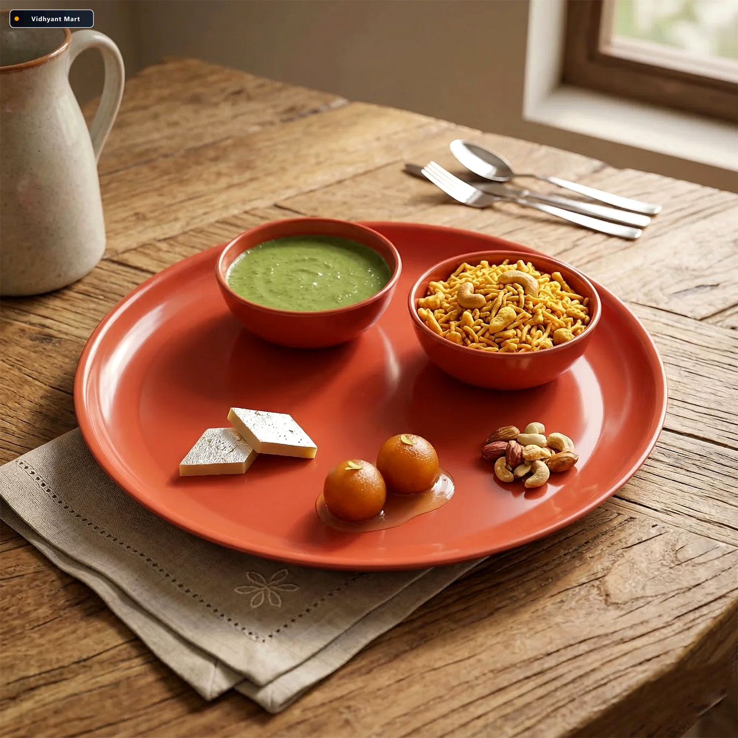 Vidhyant Mart Multipurpose Serving Plate And Bowl Set Durable St 3
