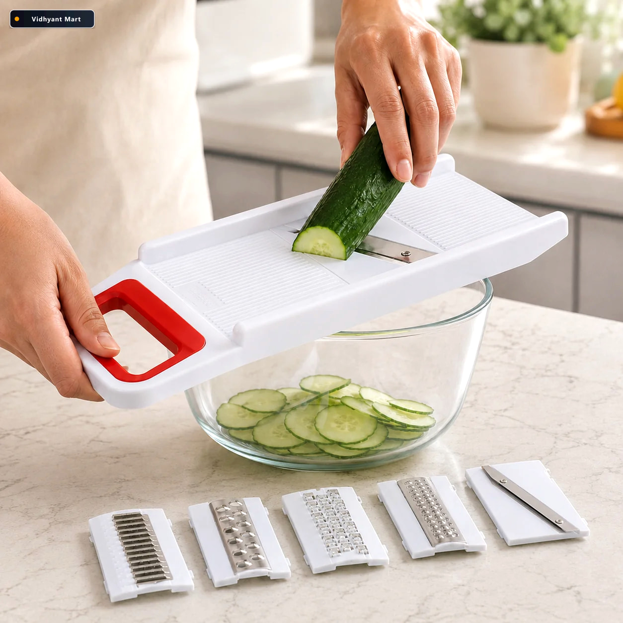 Vidhyant Mart Multipurpose Slicer 6 In 1 Vegetable Grater Quicks 1