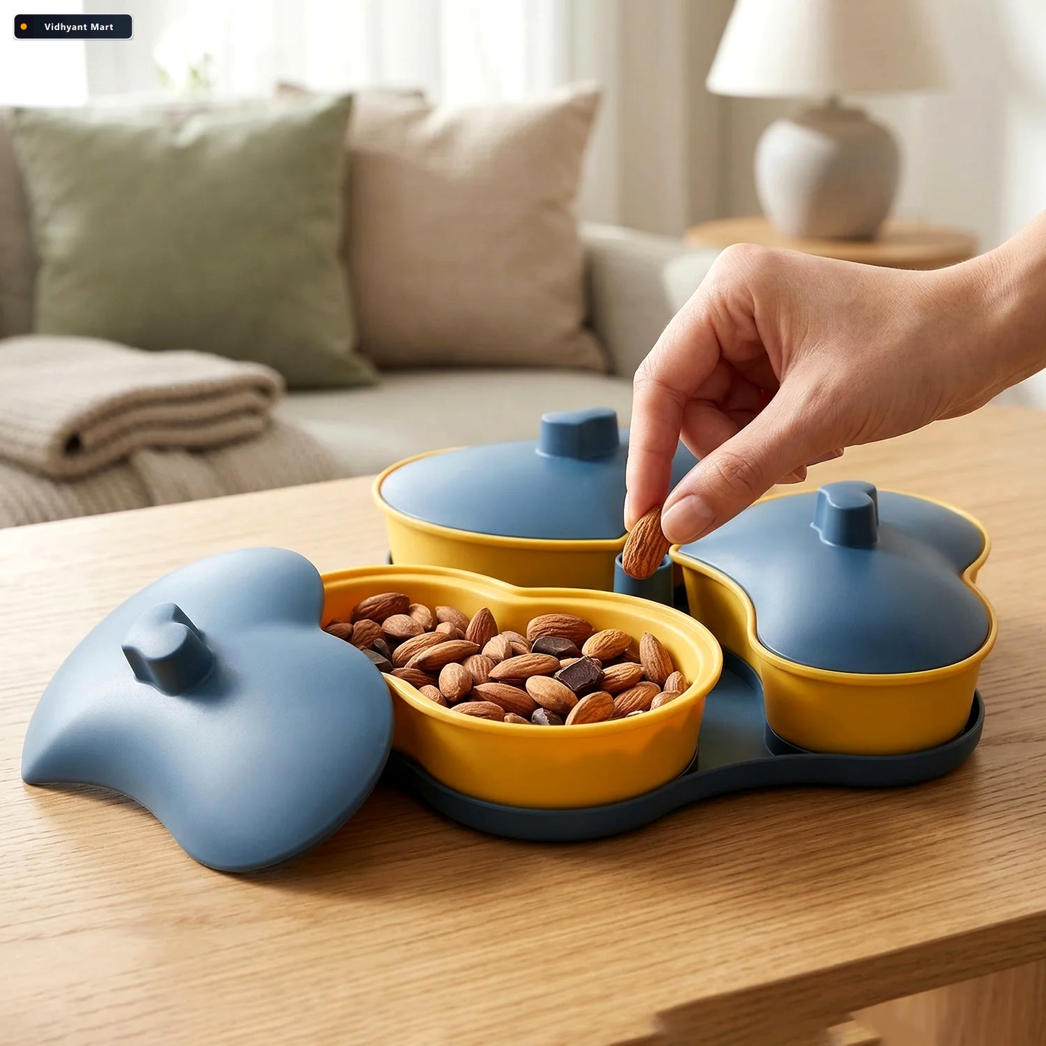 Vidhyant Mart Multipurpose Snack Serving Tray With Lid Elegant C 2