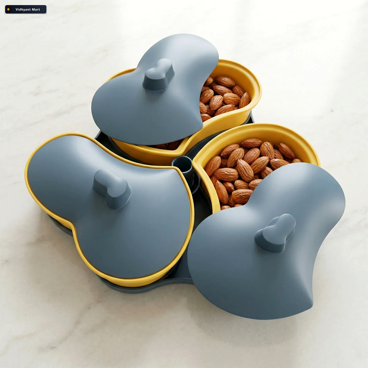 Vidhyant Mart Multipurpose Snack Serving Tray With Lid Elegant C 4
