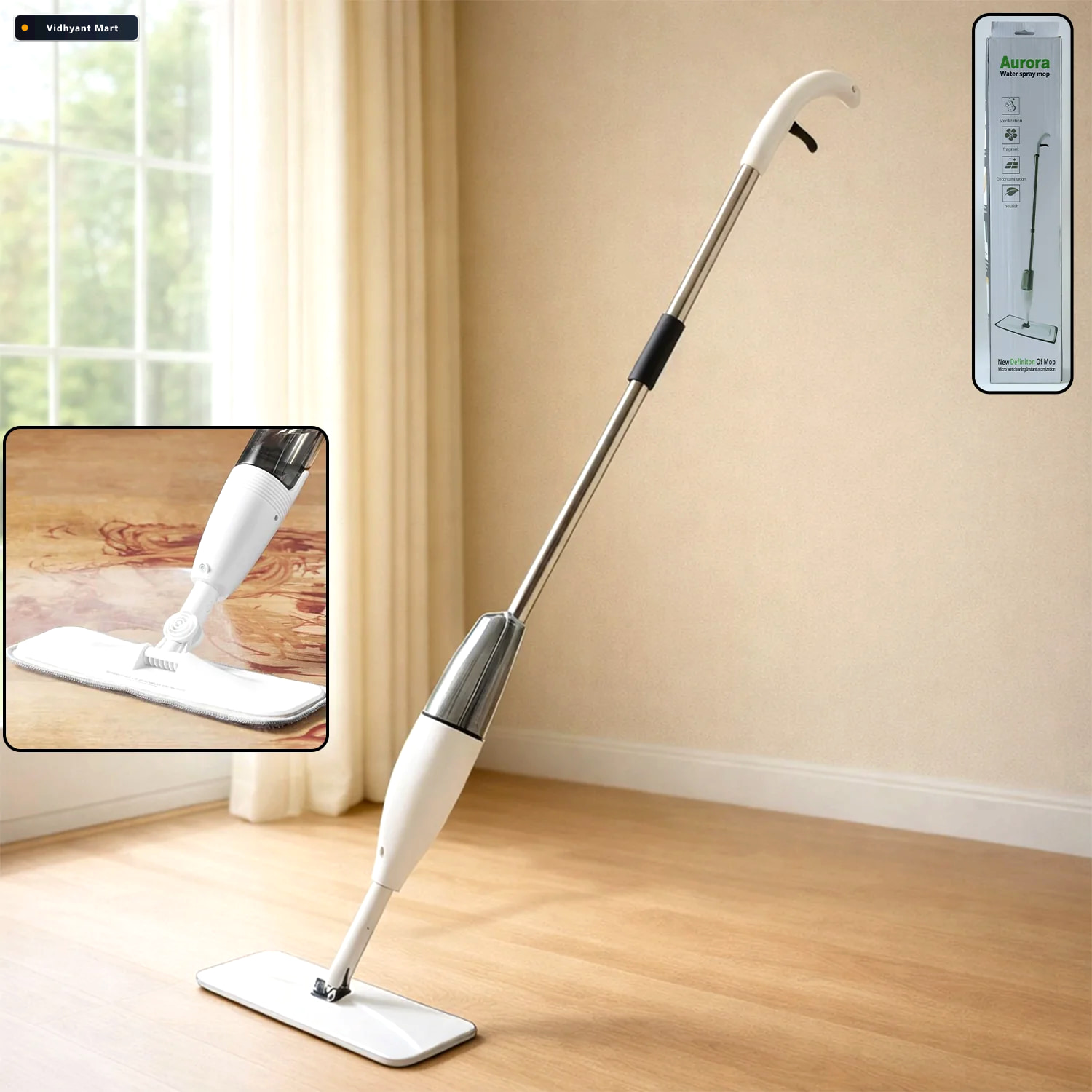 Vidhyant Mart Multipurpose Spray Flat Mop Easy Handle Reusable M 1