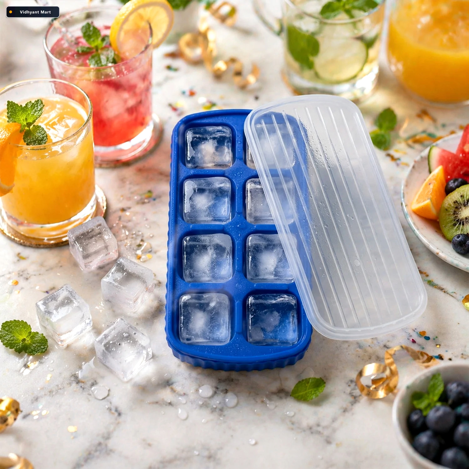 Vidhyant Mart Multipurpose Square Ice Cube Tray Durable Reusable 2