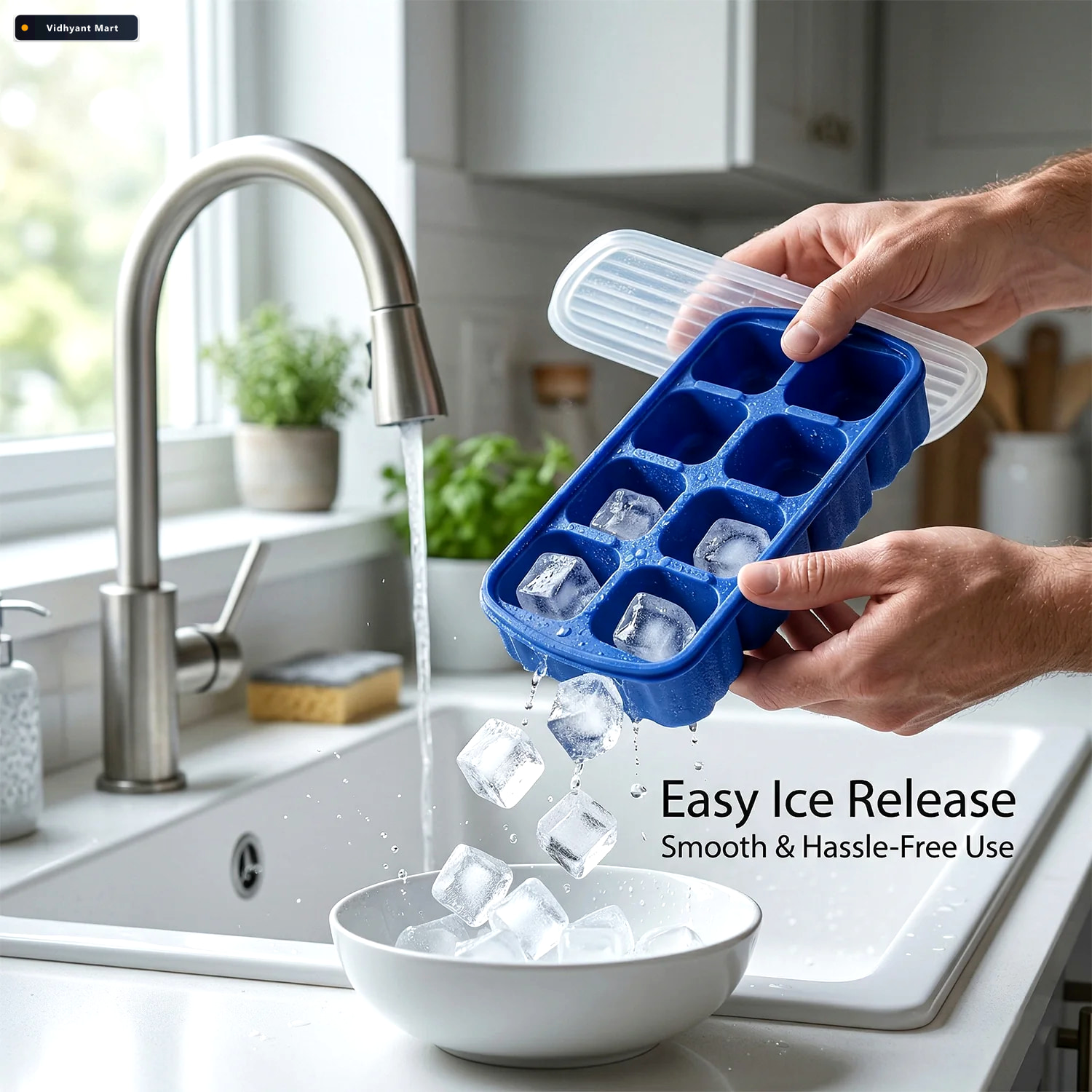 Vidhyant Mart Multipurpose Square Ice Cube Tray Durable Reusable 4