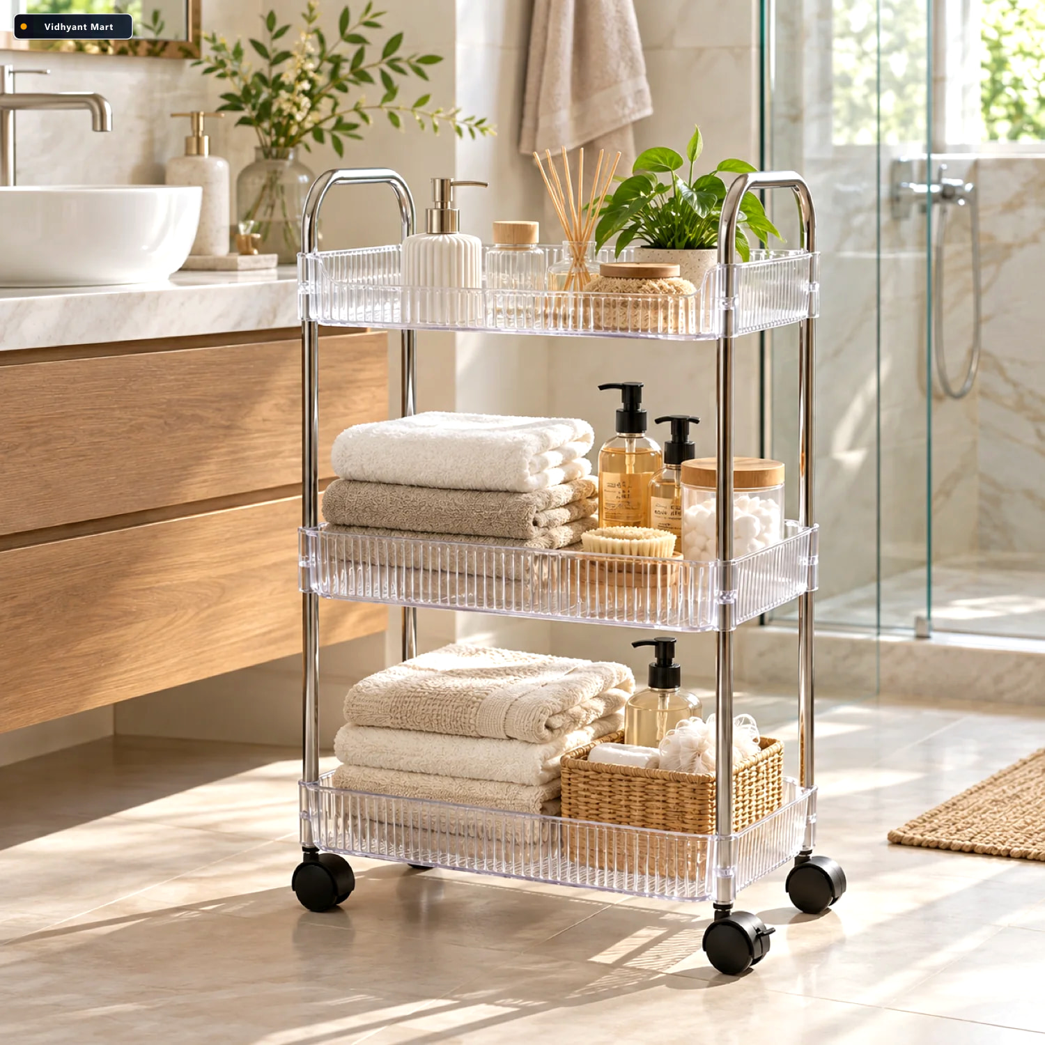Vidhyant Mart Multipurpose Storage Trolley Space Saving Organize 1