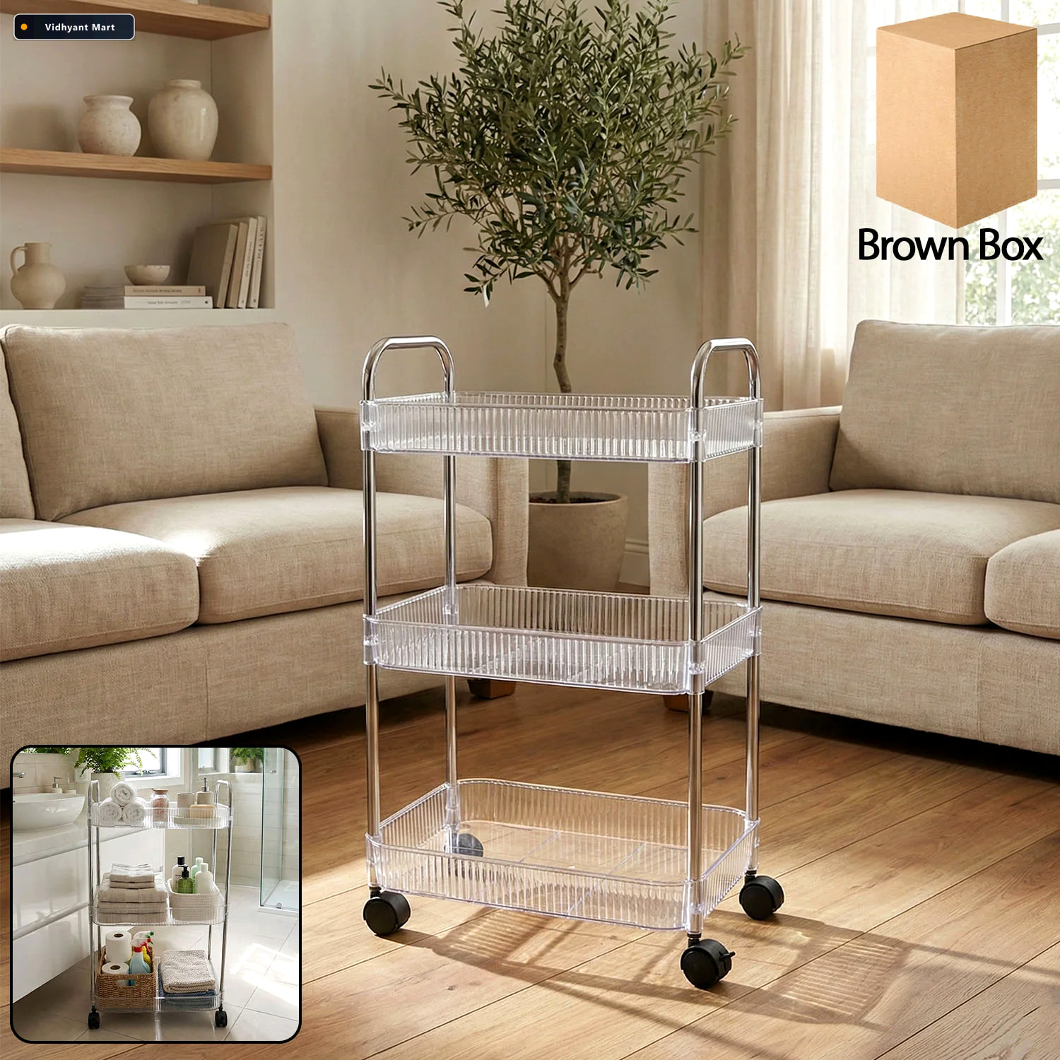 Vidhyant Mart Multipurpose Storage Trolley Space Saving Organize 2