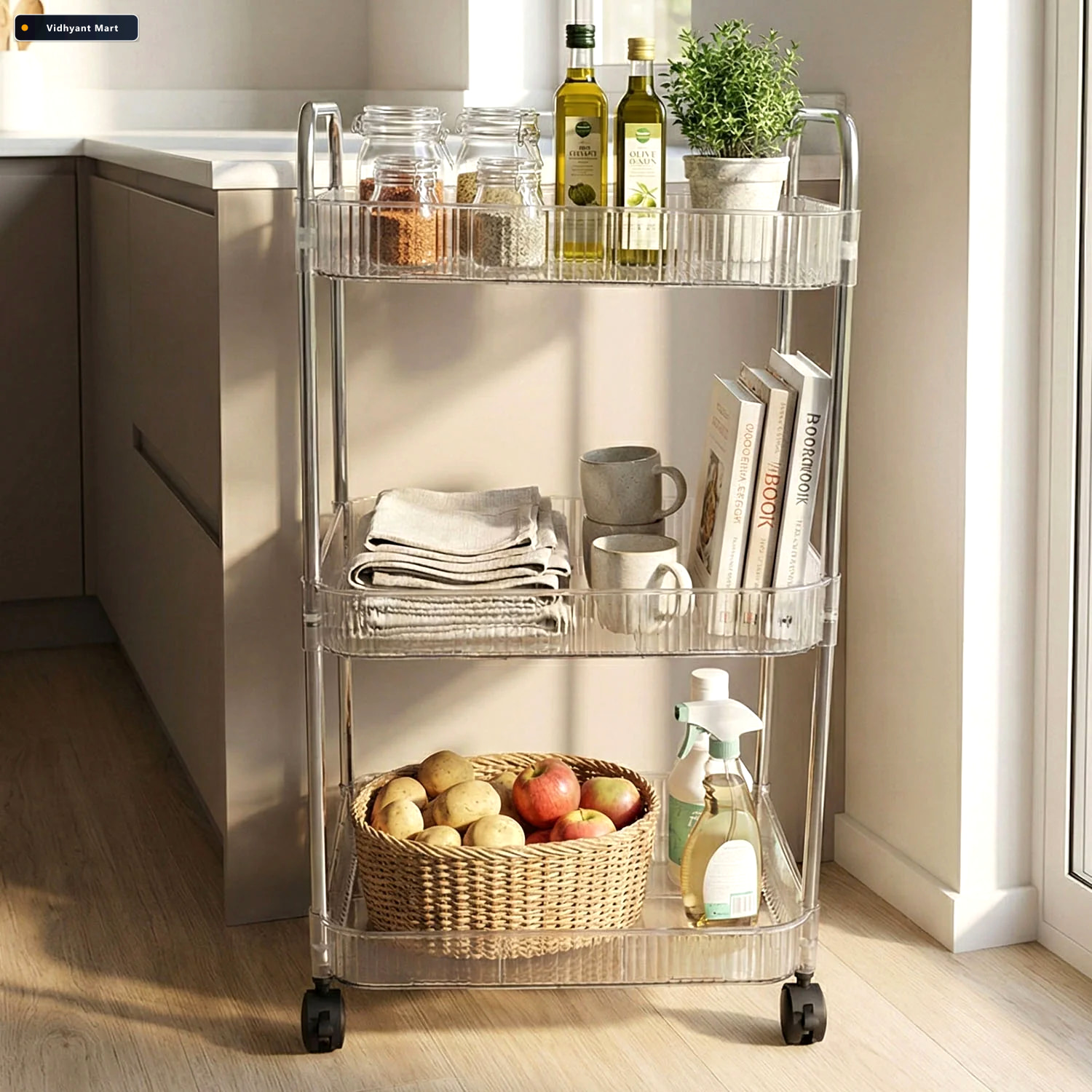 Vidhyant Mart Multipurpose Storage Trolley Space Saving Organize 3